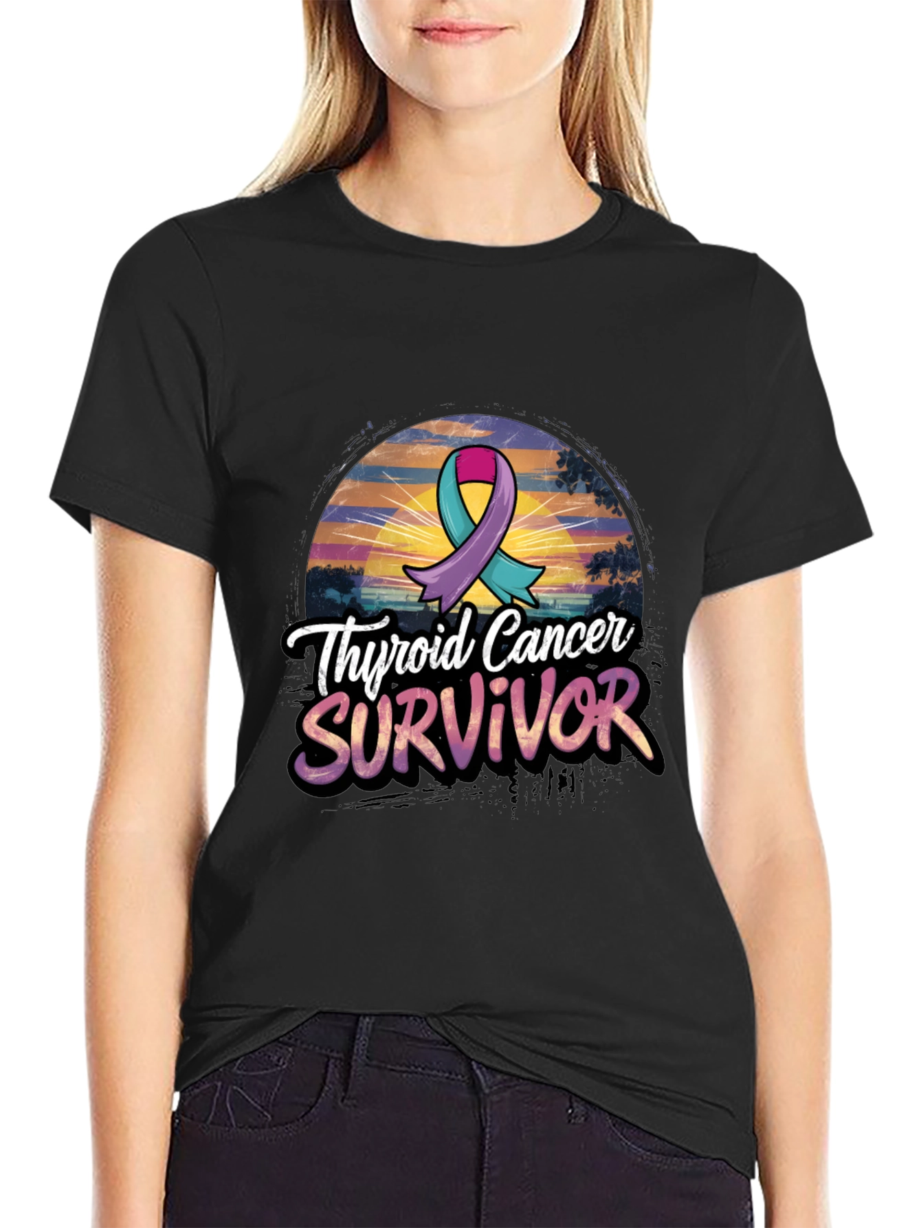 Thyroid Cancer Survivor Ribbon Graphic Tee