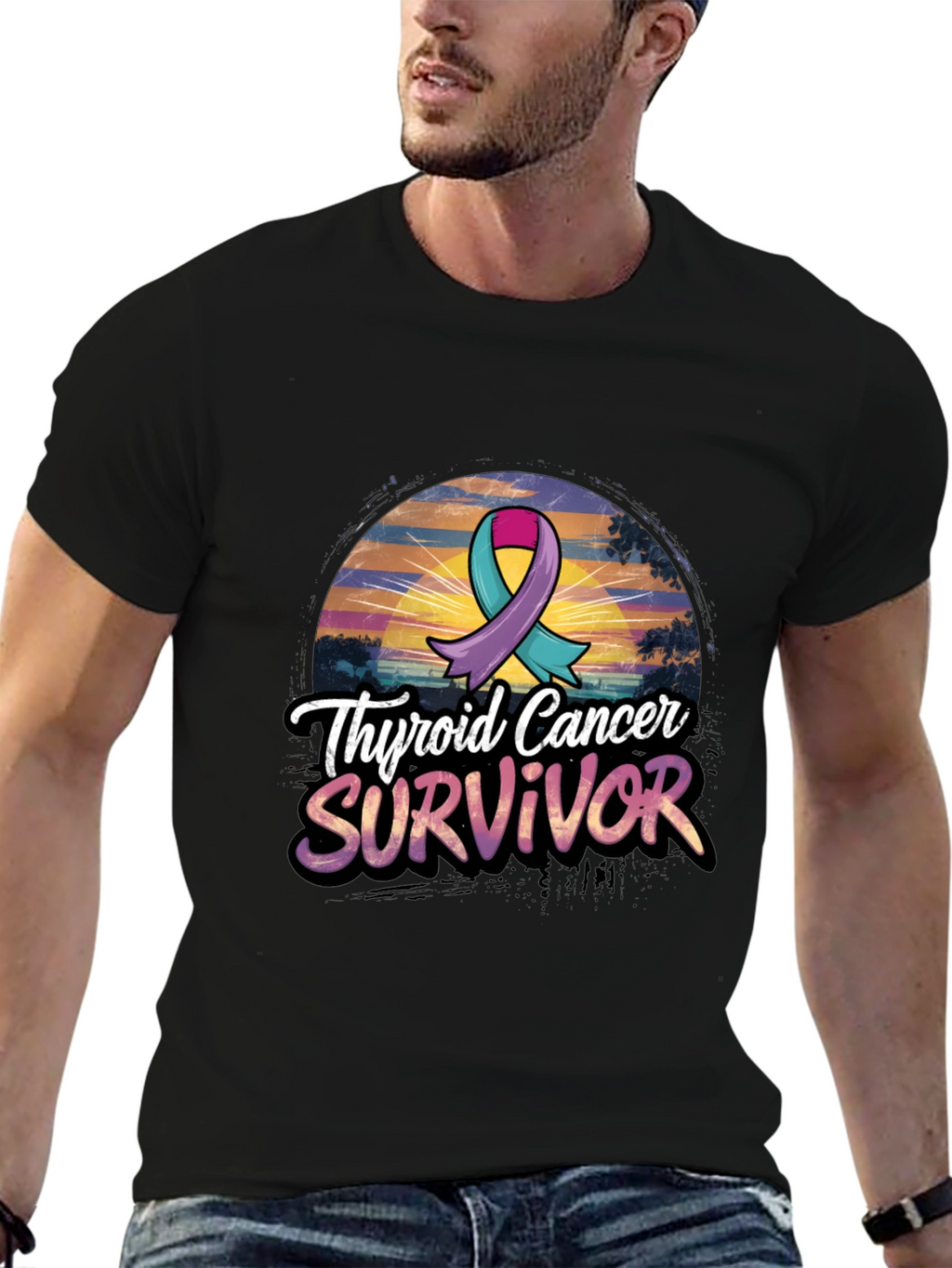Thyroid Cancer Survivor Ribbon Graphic Tee