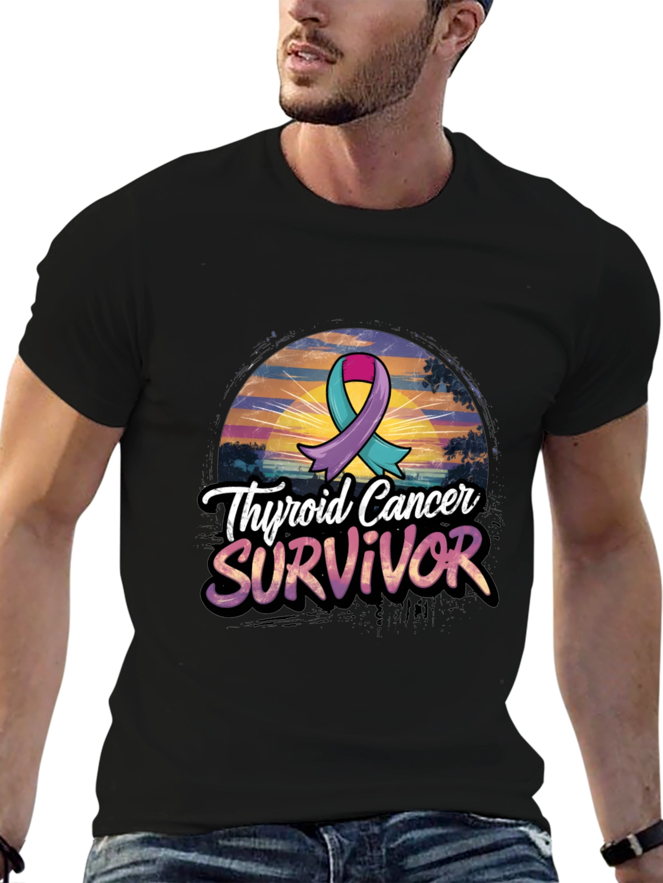 Thyroid Cancer Survivor Ribbon Graphic Tee