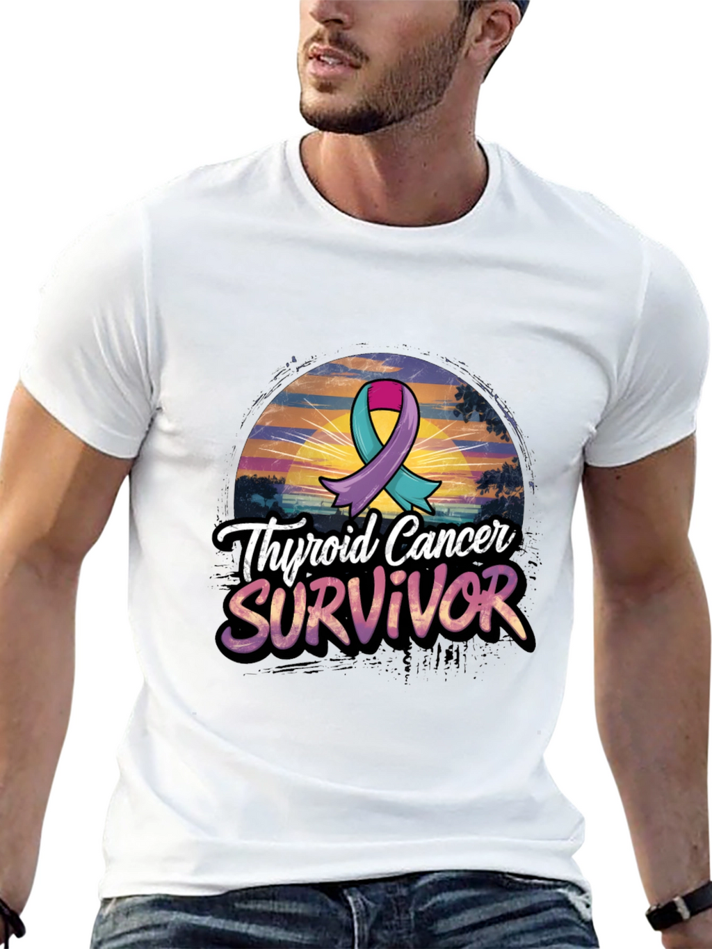 Thyroid Cancer Survivor Ribbon Graphic Tee