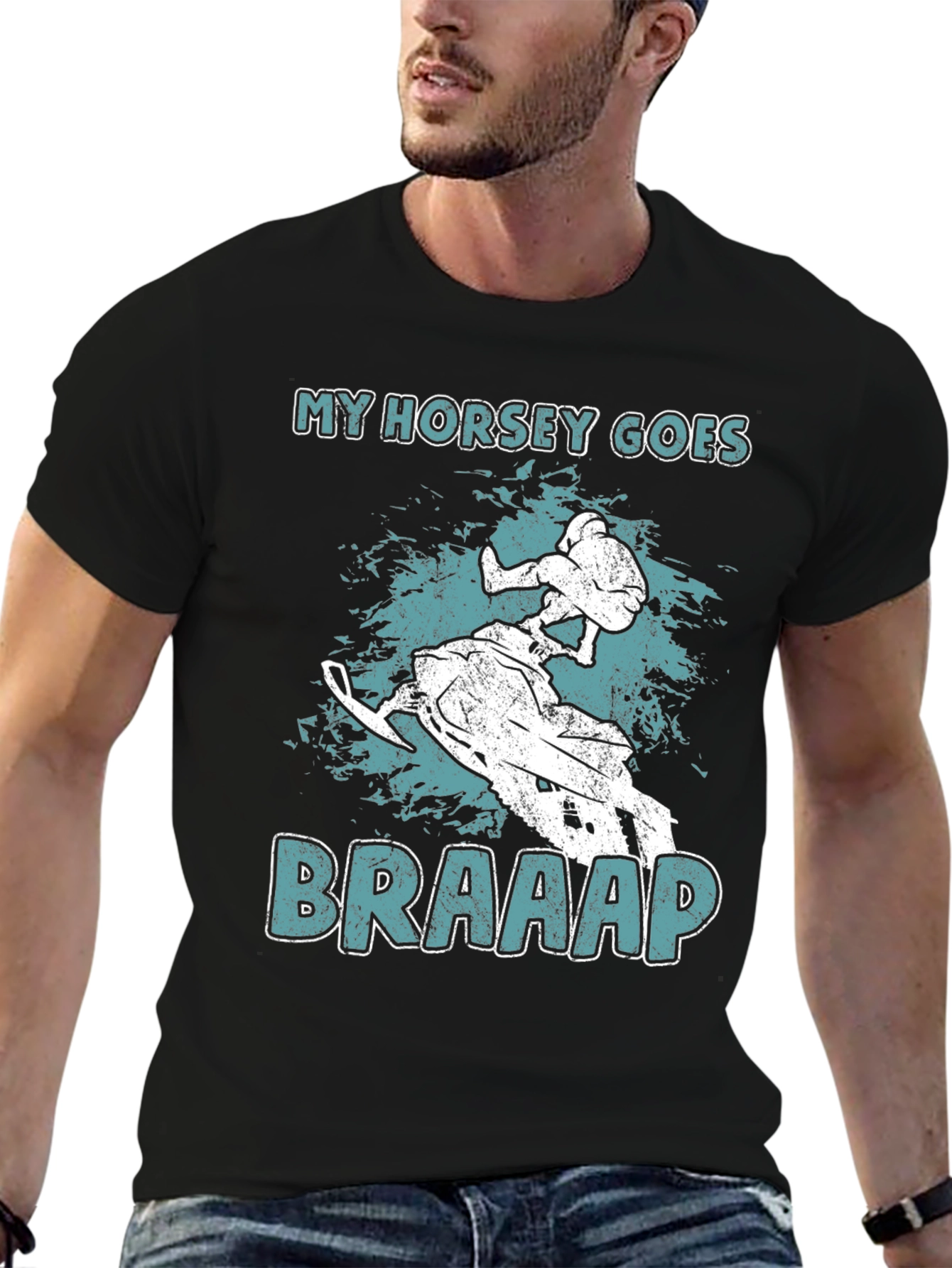 My Horsey Goes Braaap T-Shirt - Snowmobile Rider