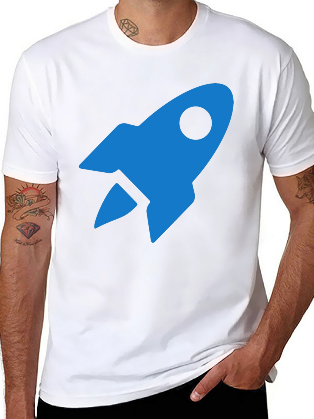 Blue Rocket Graphic Tee - Mens Black T-Shirt
