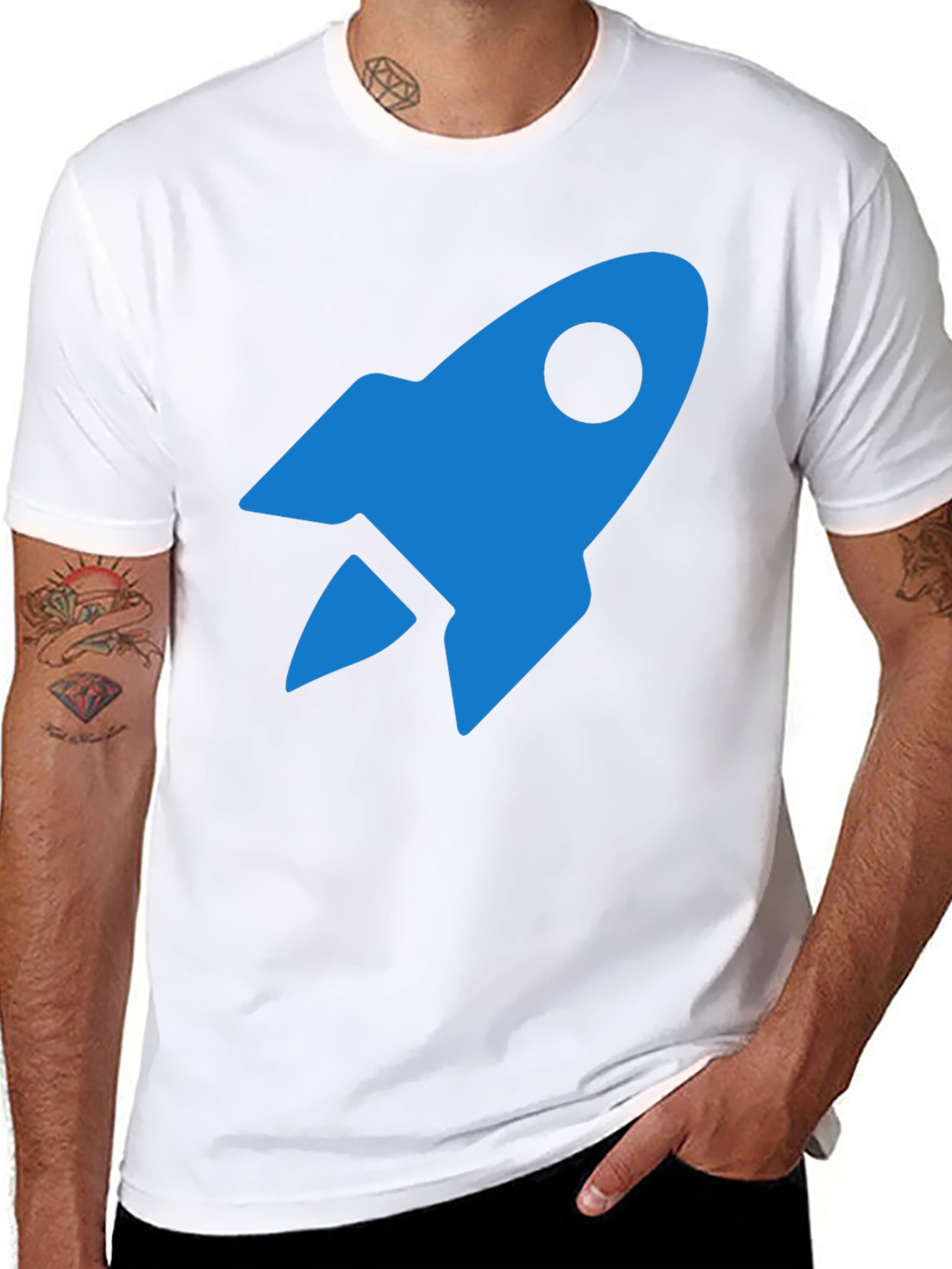 Blue Rocket Graphic Tee - Mens Black T-Shirt