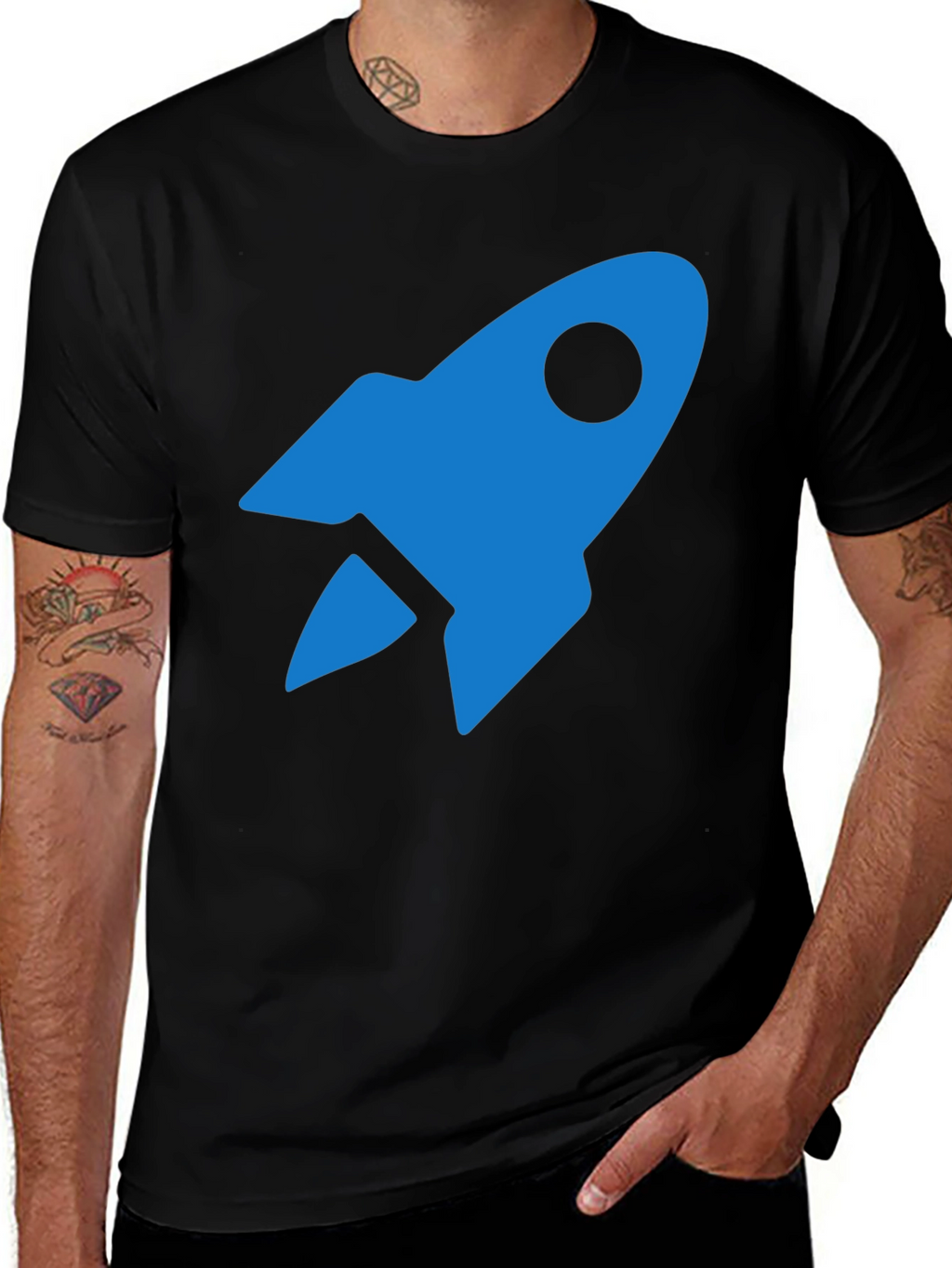 Blue Rocket Graphic Tee - Mens Black T-Shirt