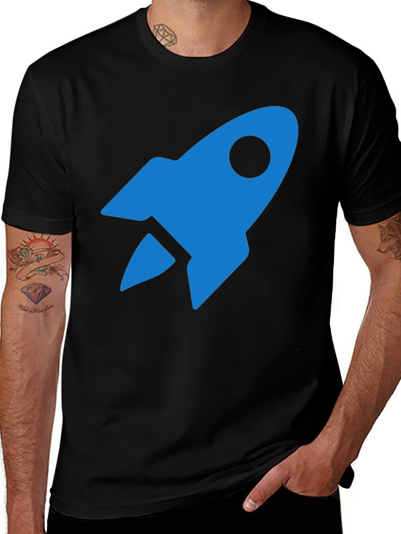 Blue Rocket Graphic Tee - Mens Black T-Shirt