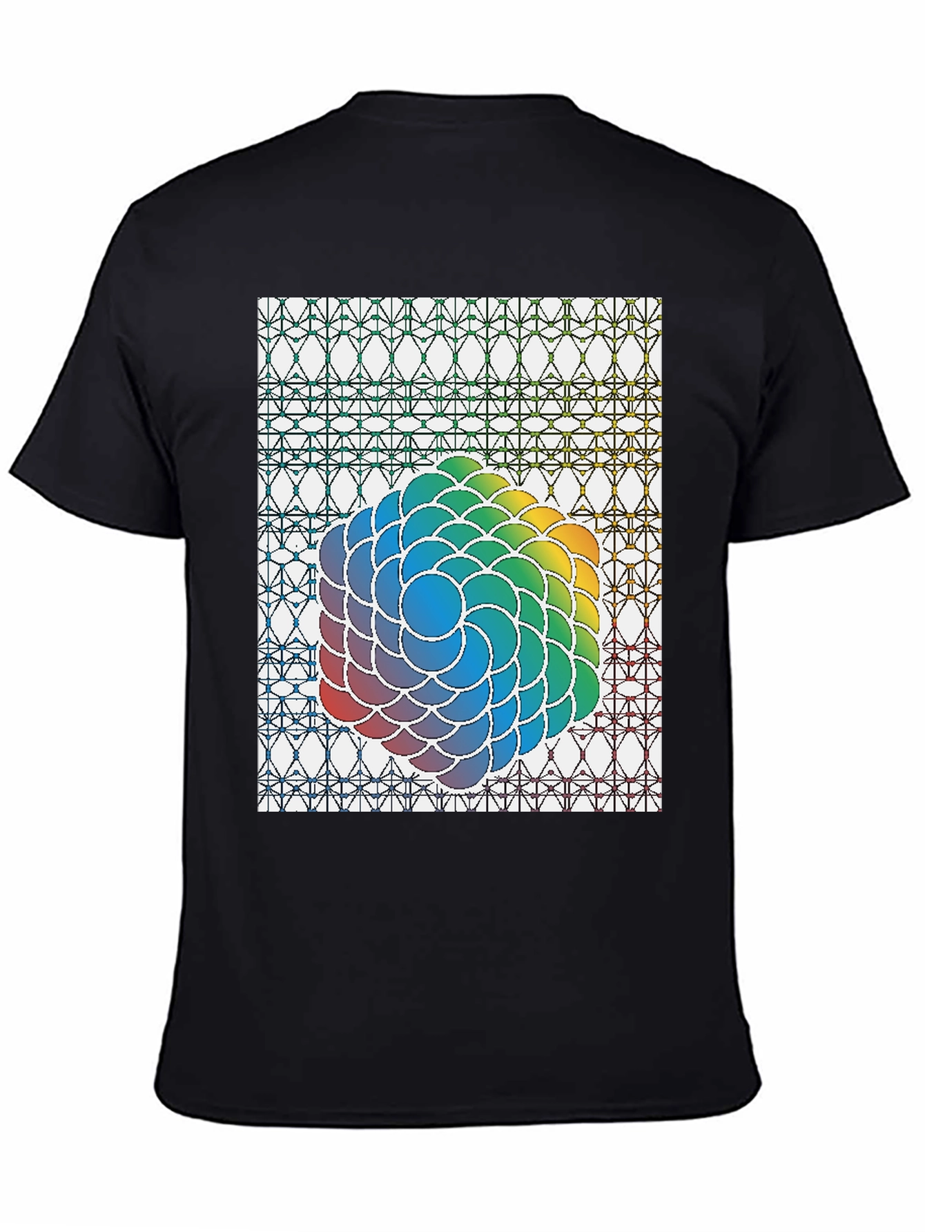 Geometric Rainbow Graphic Tee - Stylish Black Cotton Blend Shirt