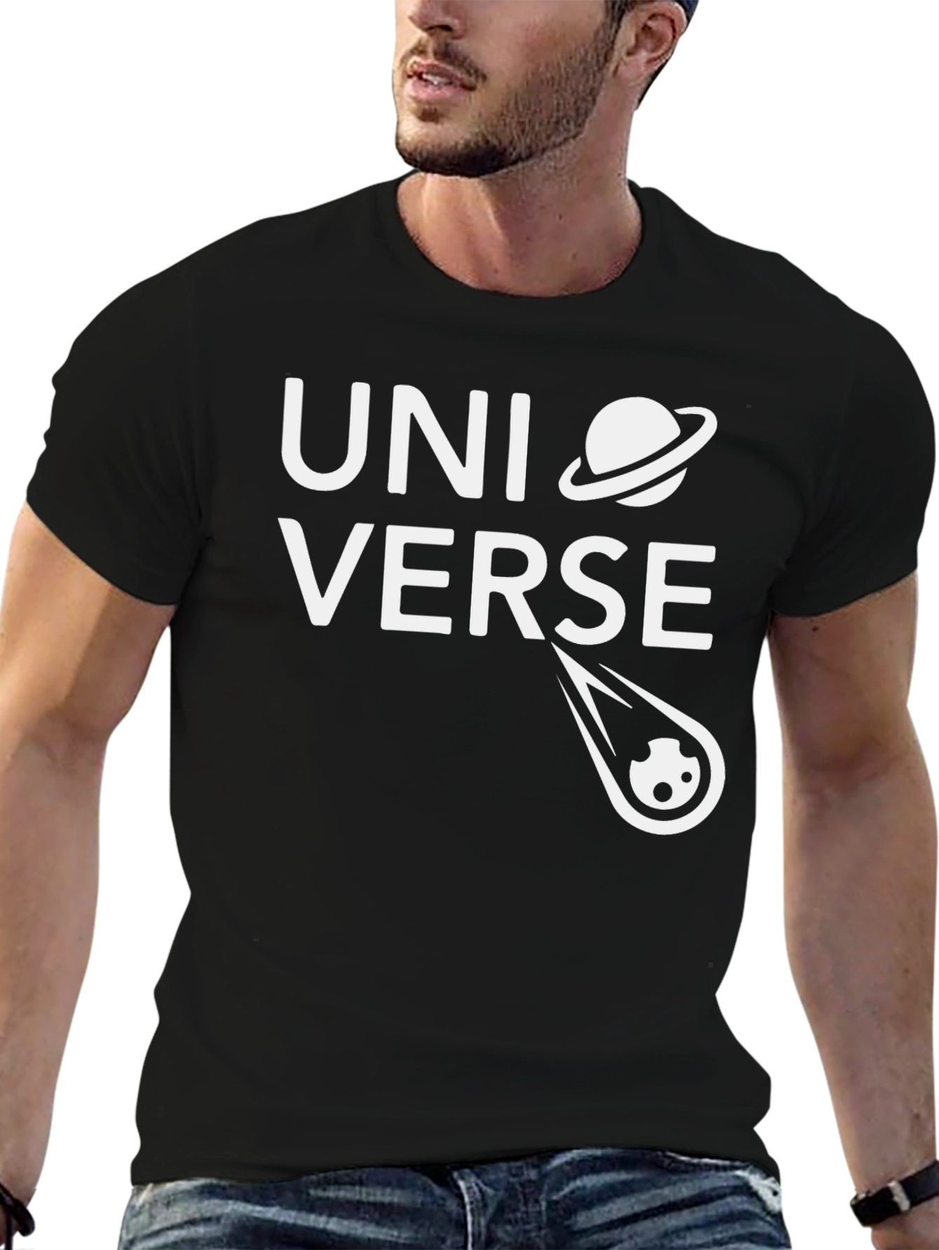 Universe Graphic Tee - Black Novelty T-Shirt