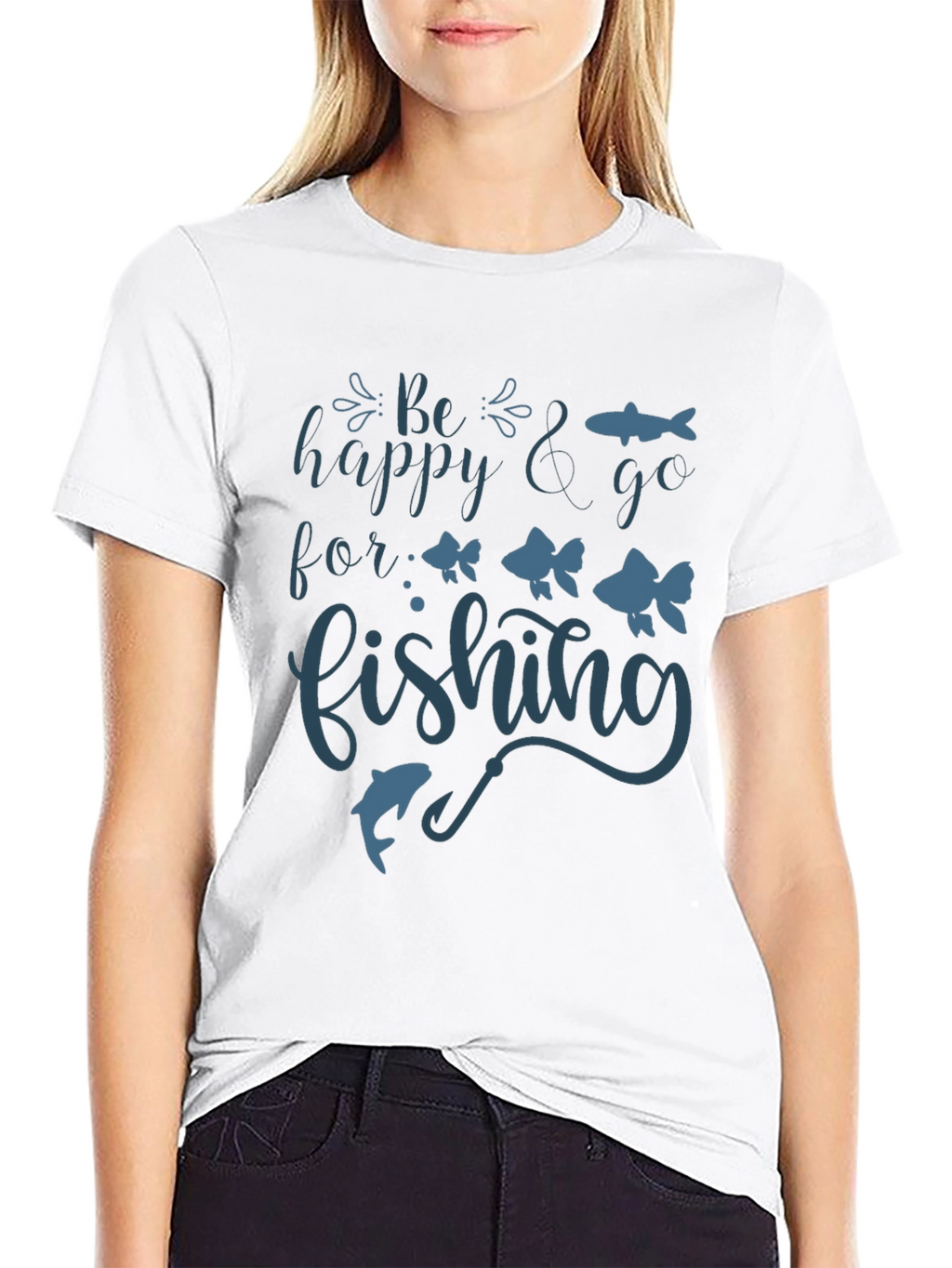 Be Happy & Go Fishing Graphic Tee