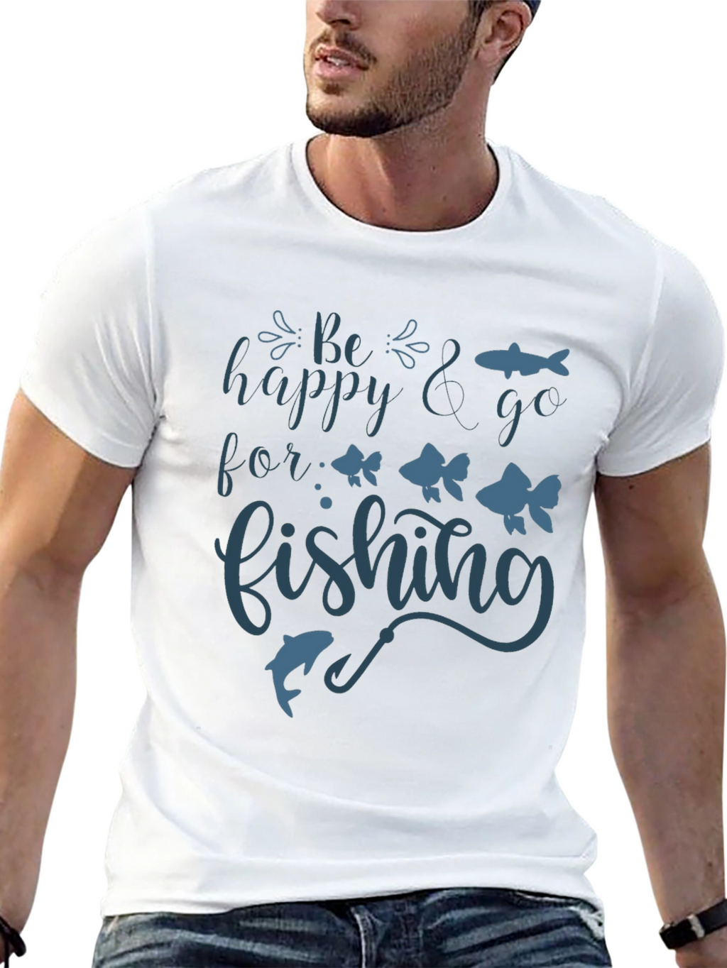 Be Happy & Go Fishing Graphic Tee