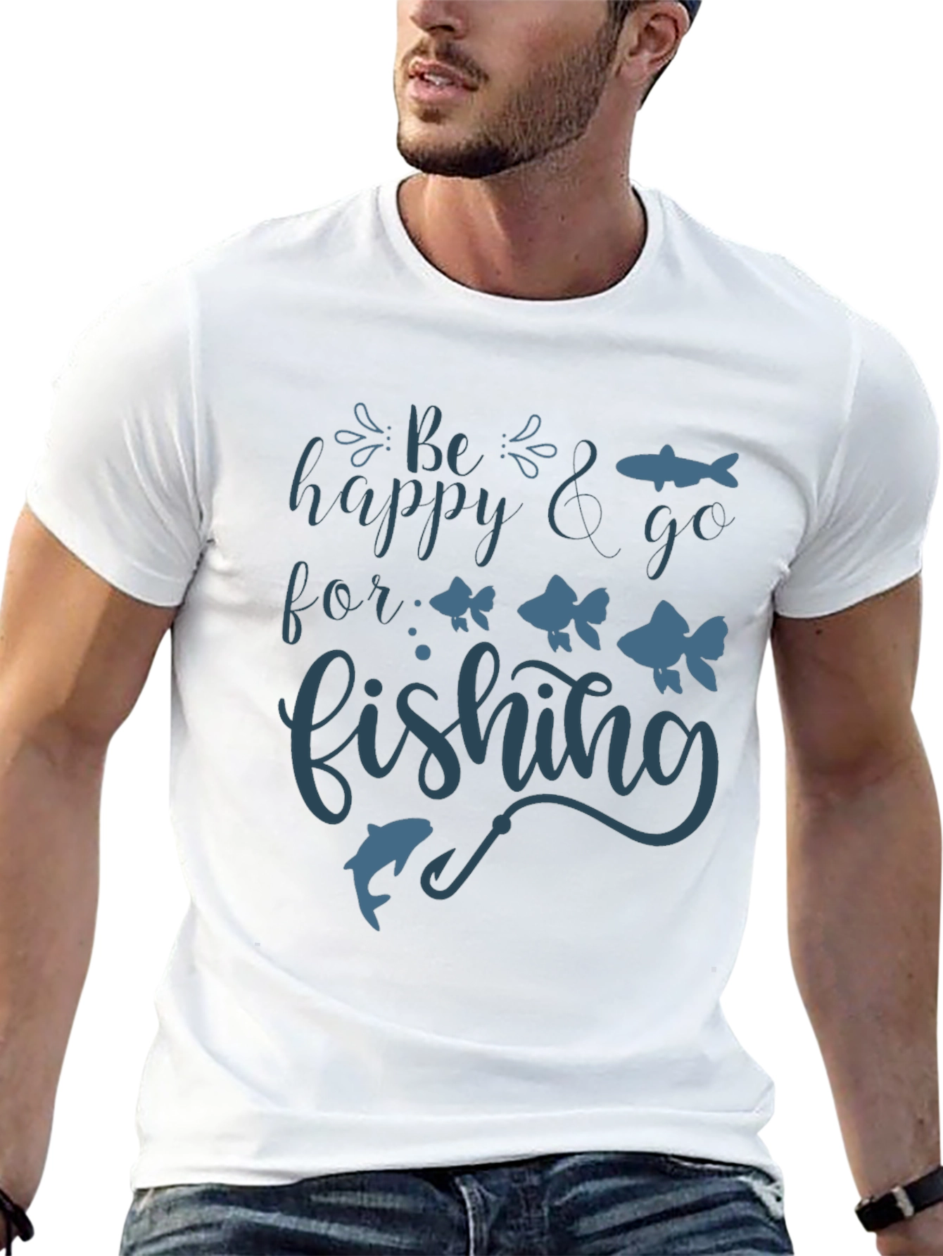 Be Happy & Go Fishing Graphic Tee