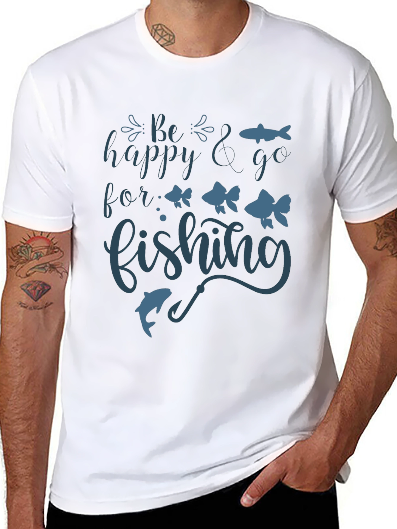 Be Happy & Go Fishing Graphic Tee