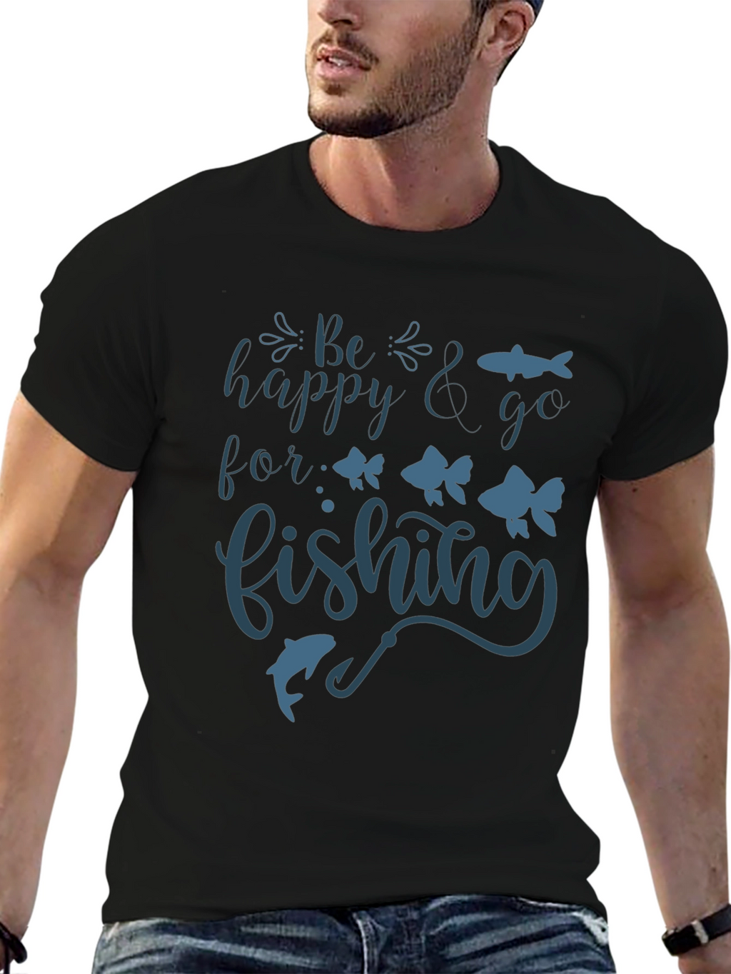Be Happy & Go Fishing Graphic Tee