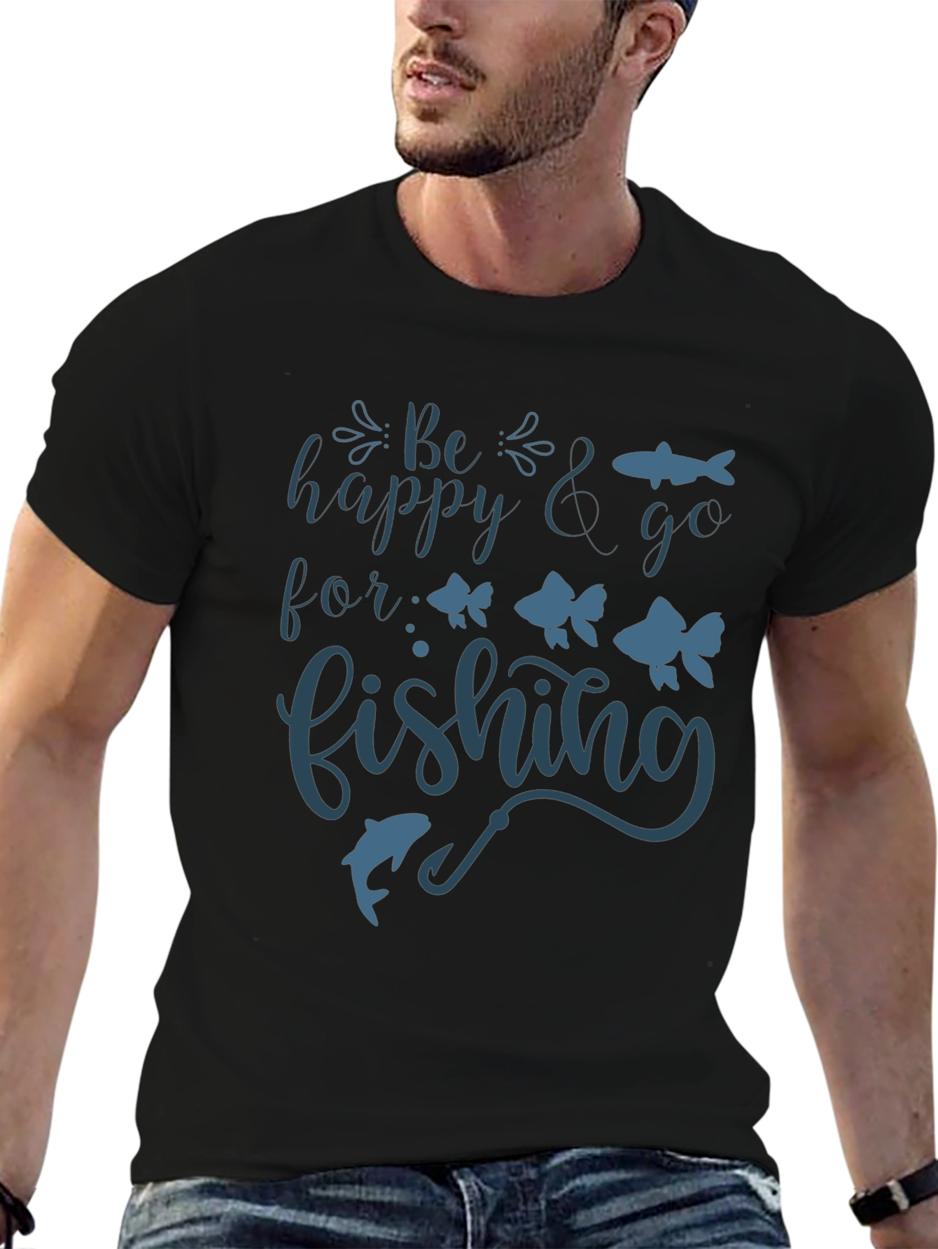 Be Happy & Go Fishing Graphic Tee