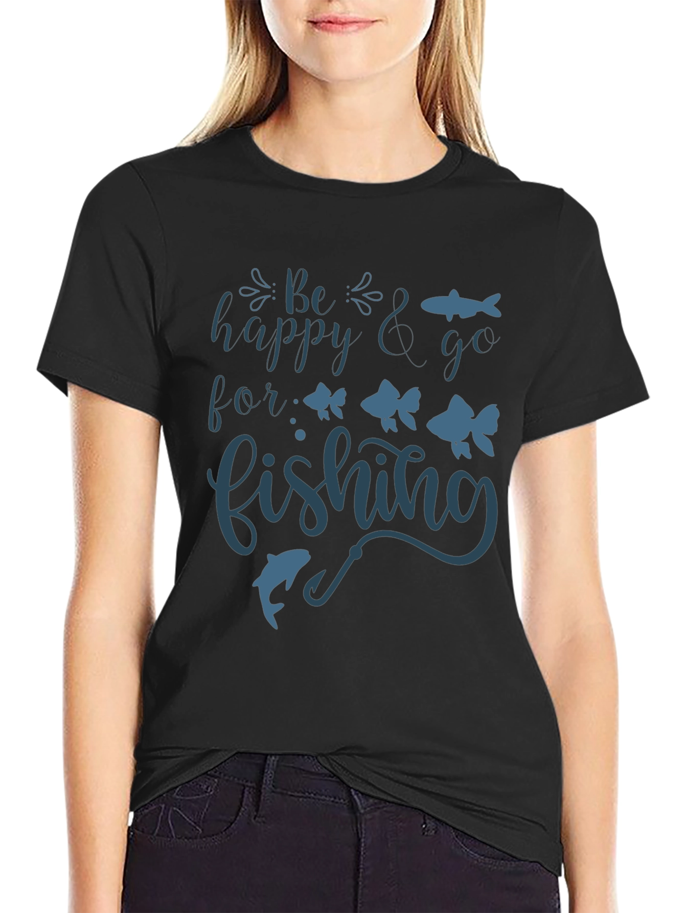 Be Happy & Go Fishing Graphic Tee