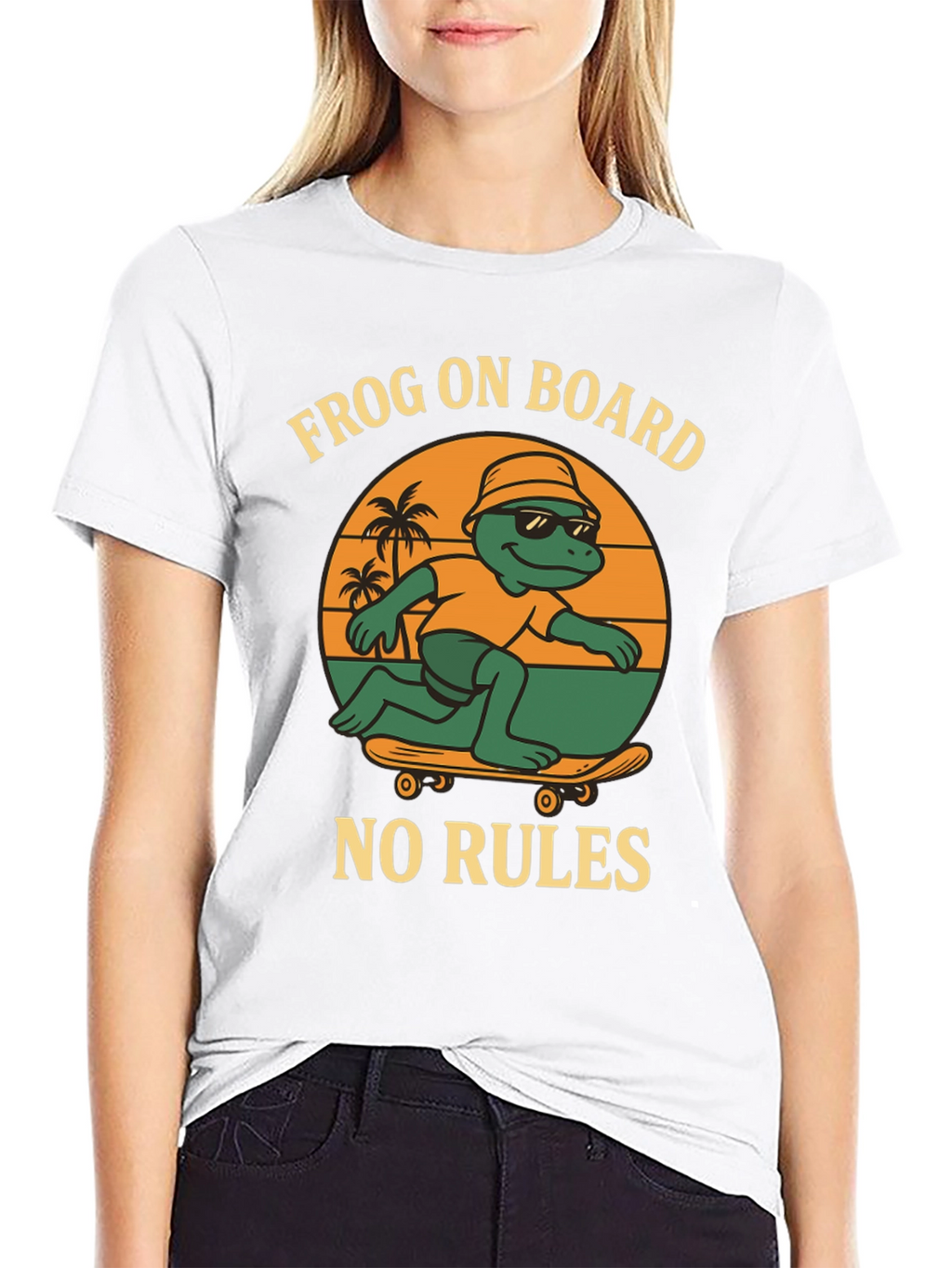 Frog On Board Graphic T-Shirt - Skateboarding Frog