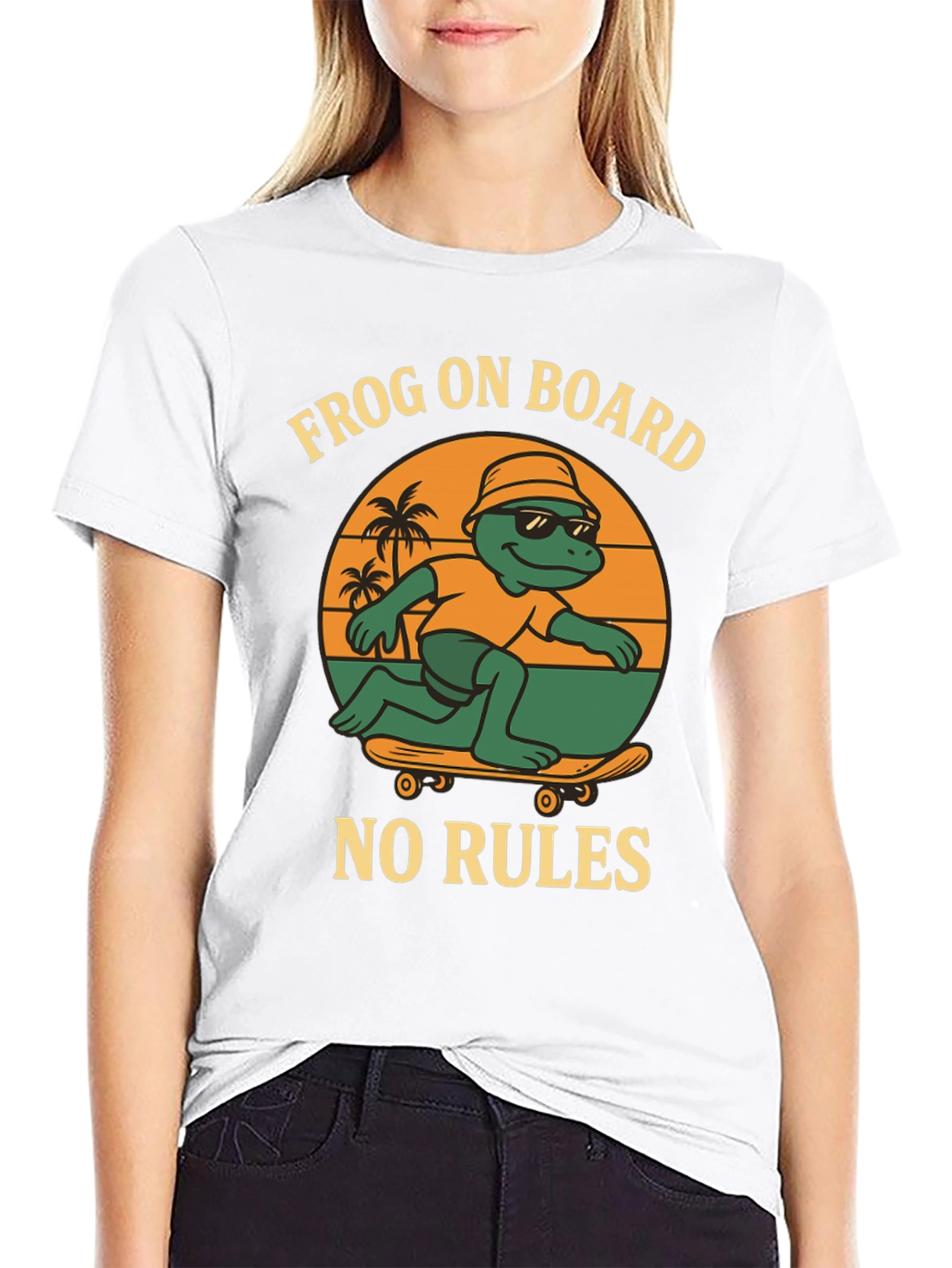Frog On Board Graphic T-Shirt - Skateboarding Frog