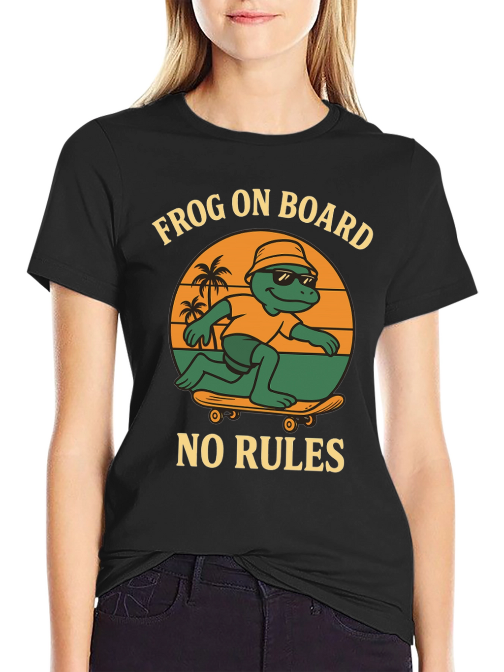 Frog On Board Graphic T-Shirt - Skateboarding Frog