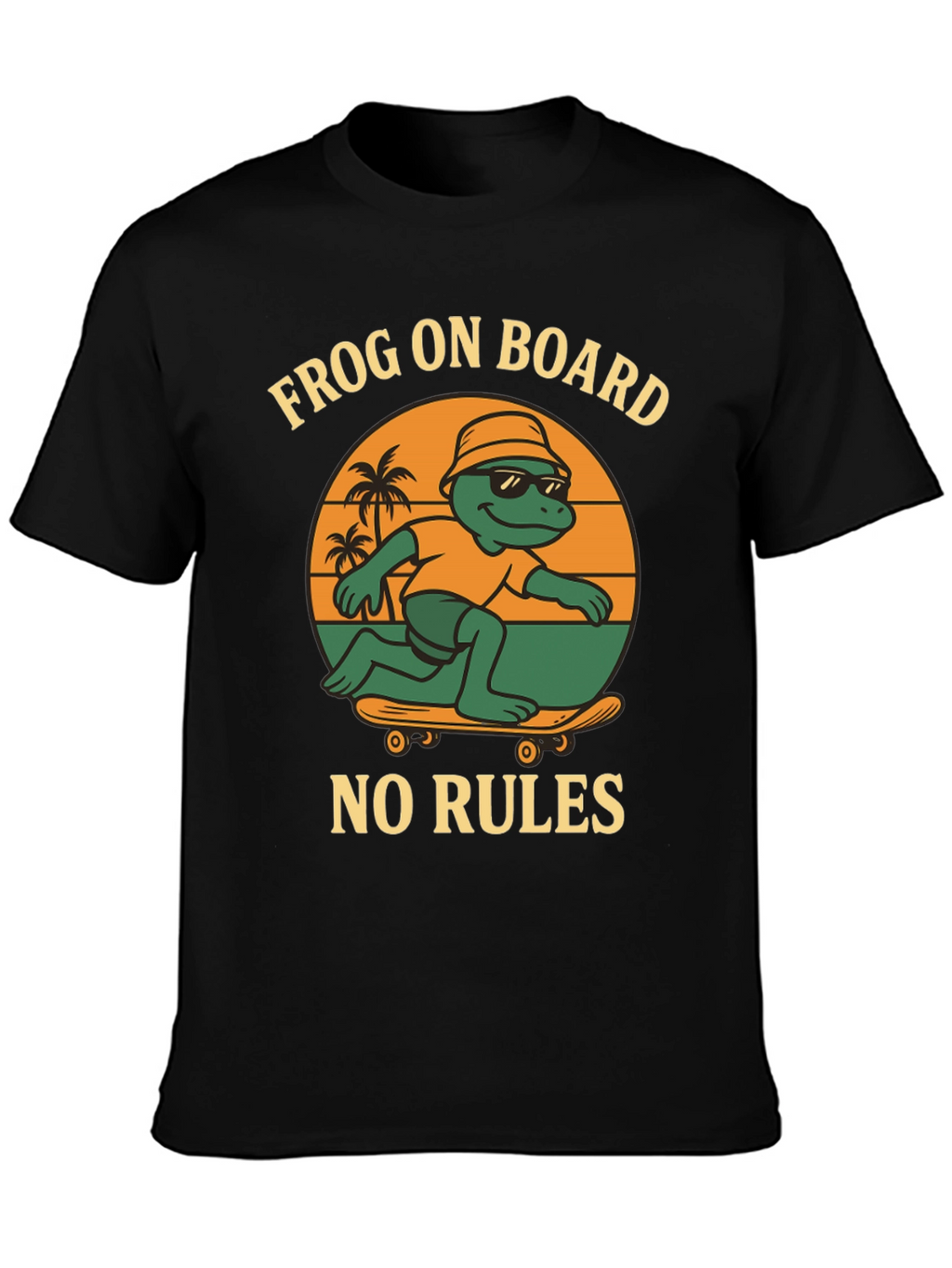 Frog On Board Graphic T-Shirt - Skateboarding Frog