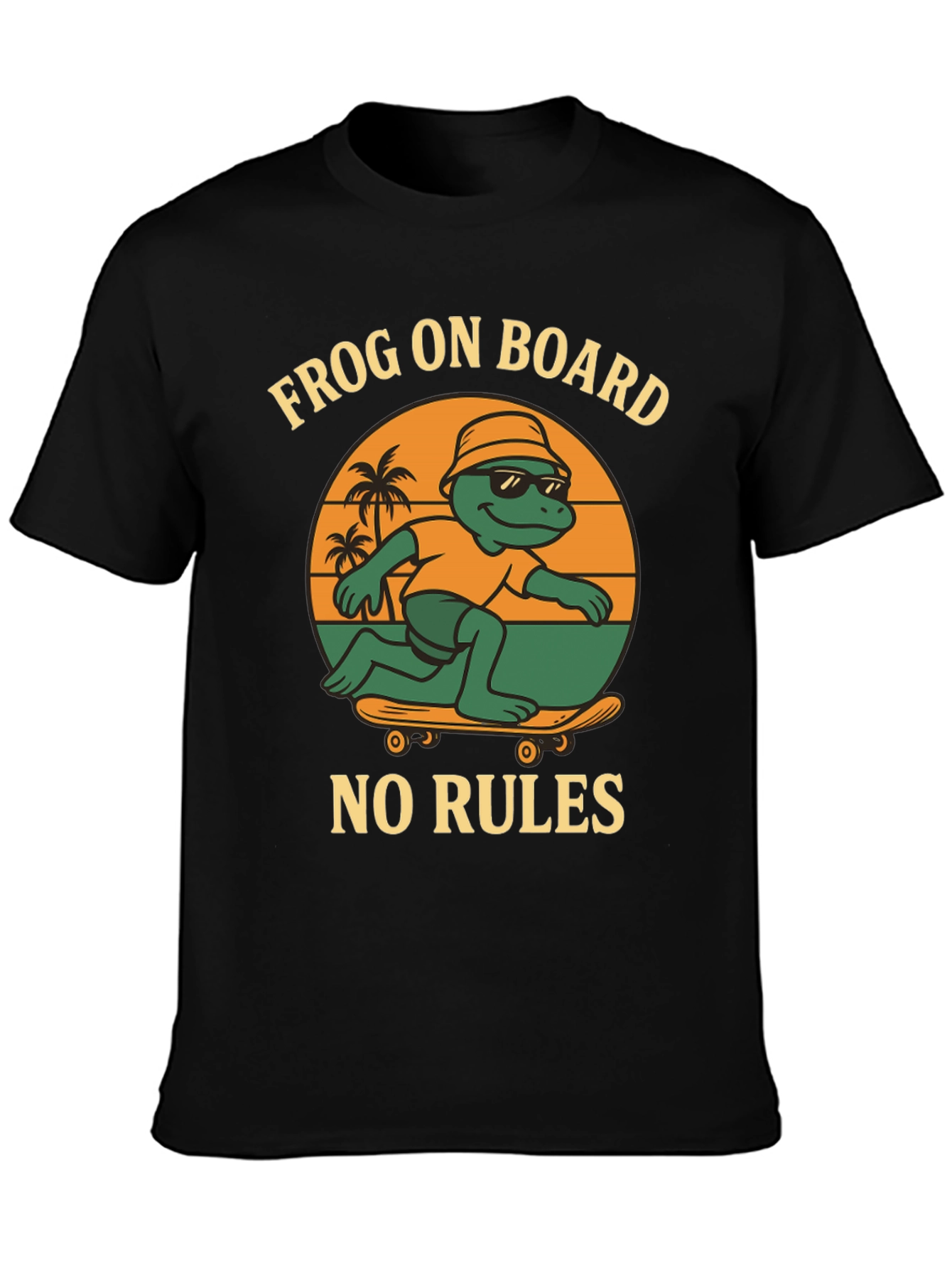 Frog On Board Graphic T-Shirt - Skateboarding Frog