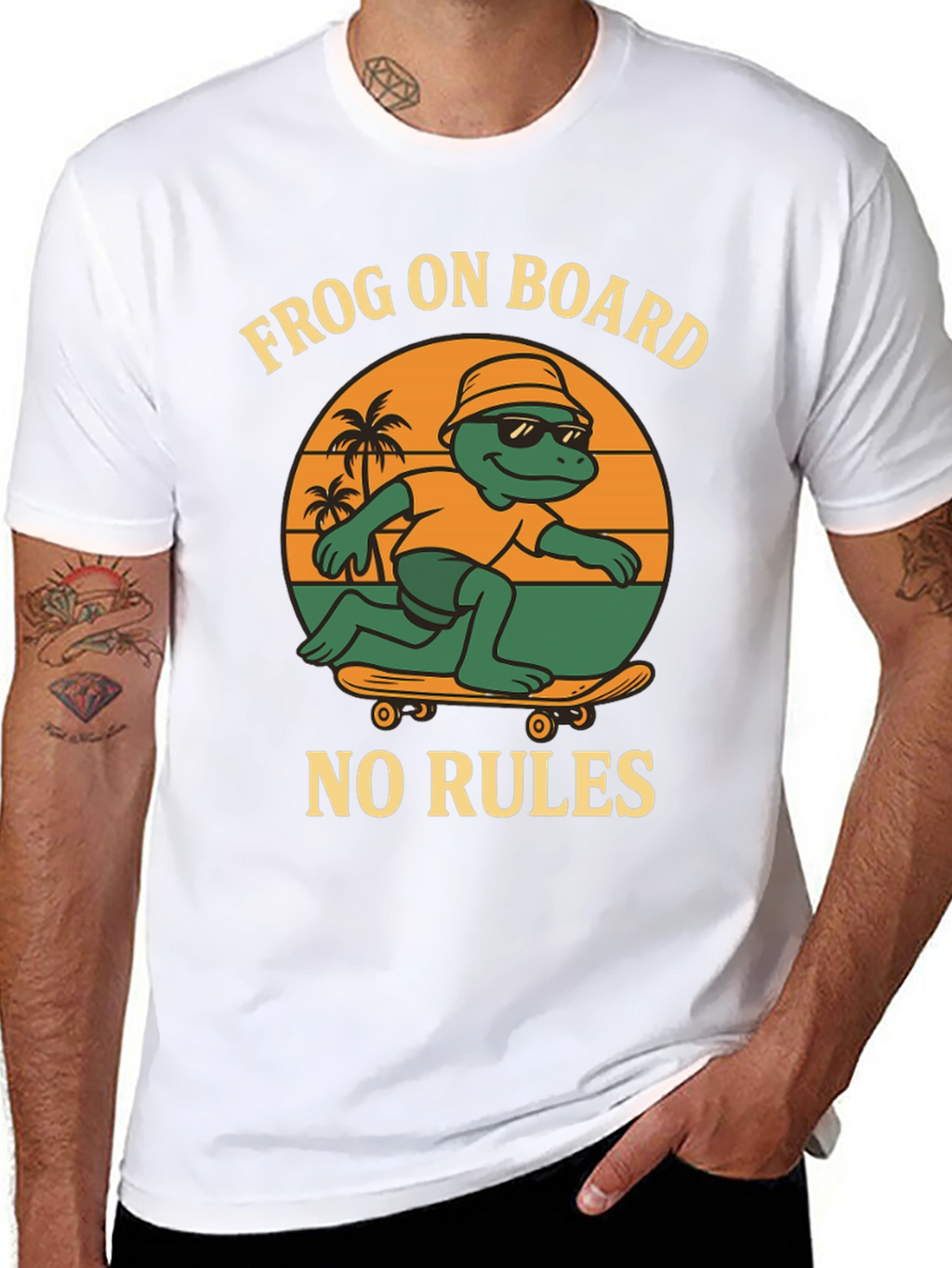 Frog On Board Graphic T-Shirt - Skateboarding Frog