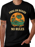 Frog On Board Graphic T-Shirt - Skateboarding Frog