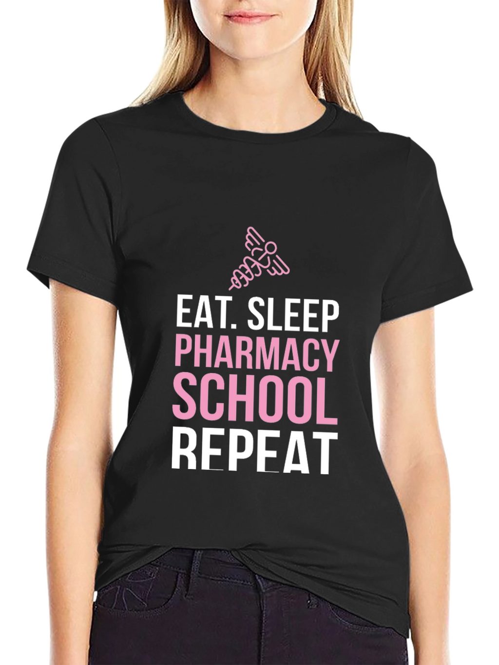 Eat Sleep Pharmacy School Repeat Graphic Tee