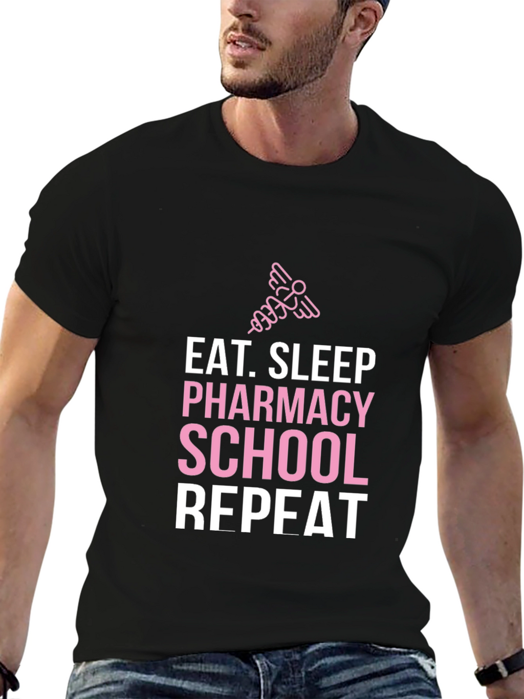 Eat Sleep Pharmacy School Repeat Graphic Tee