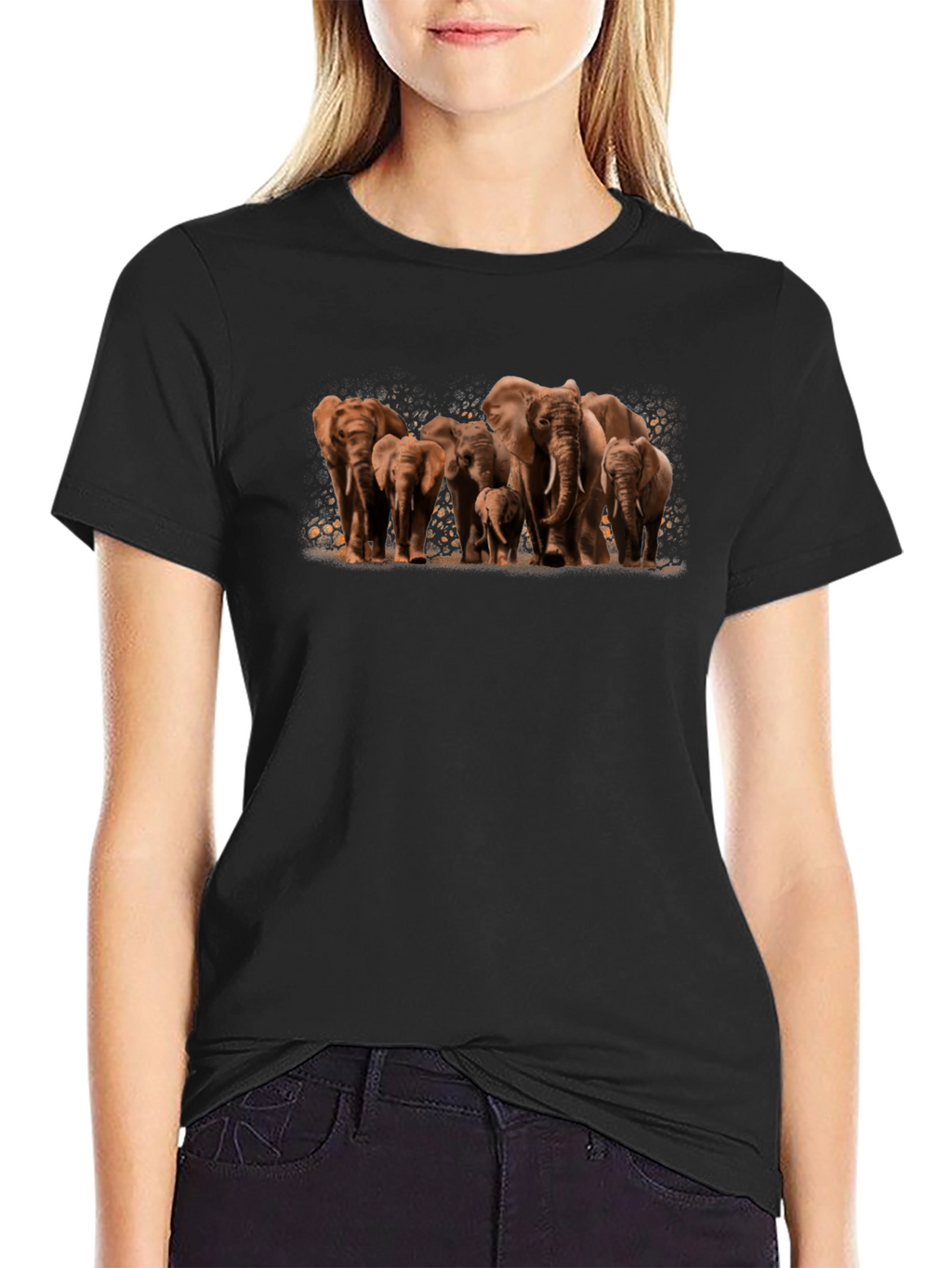Elephant Family Graphic Tee - Black Cotton Comfort