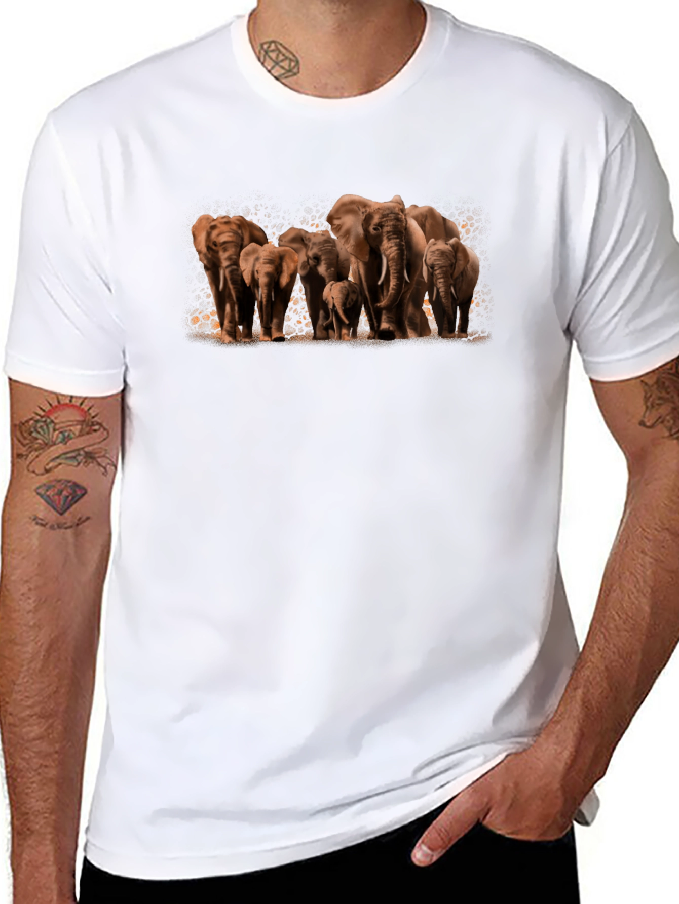 Elephant Family Graphic Tee - Black Cotton Comfort