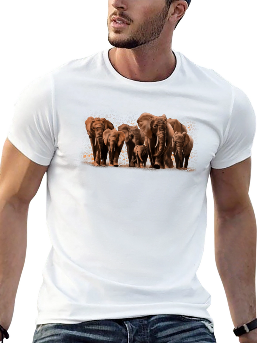 Elephant Family Graphic Tee - Black Cotton Comfort