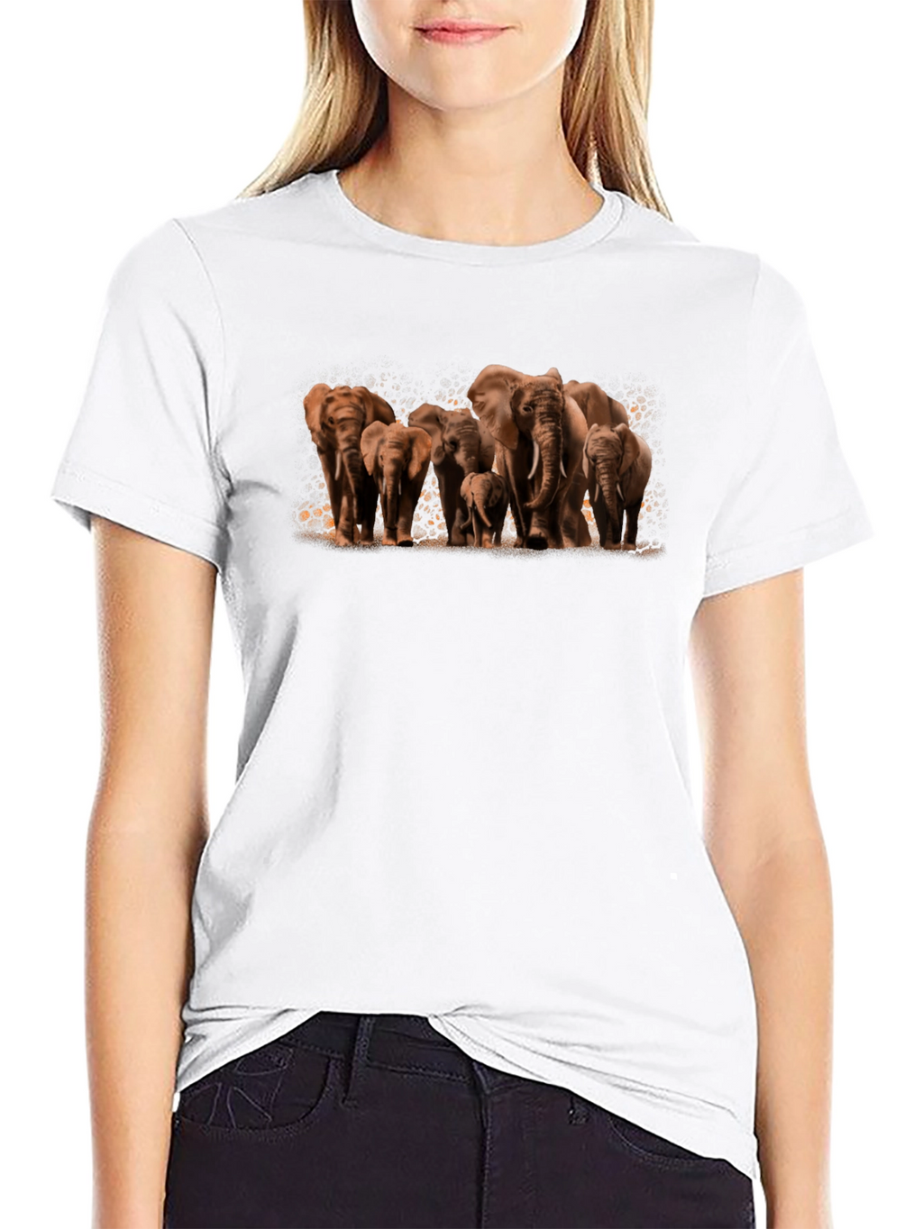 Elephant Family Graphic Tee - Black Cotton Comfort