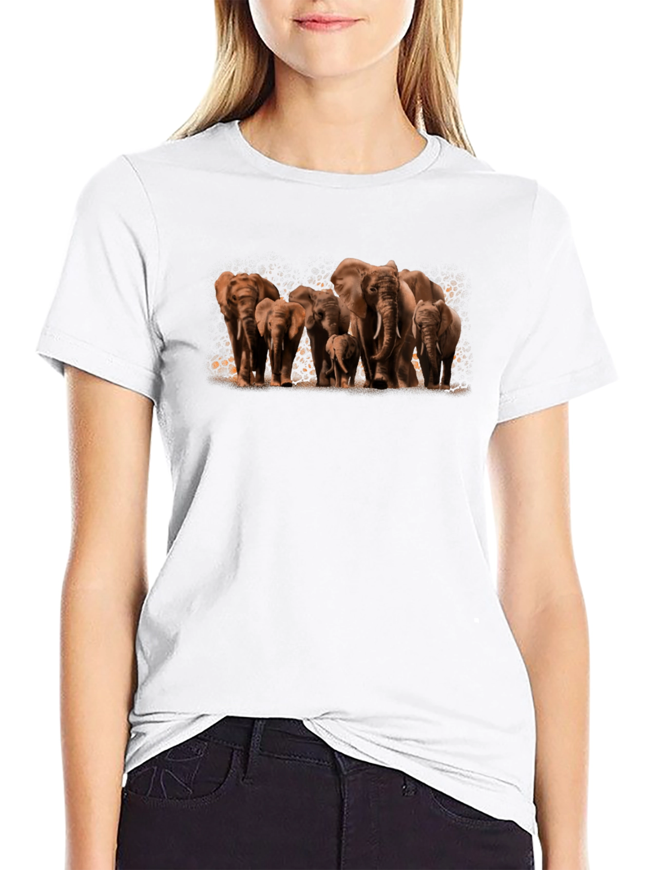 Elephant Family Graphic Tee - Black Cotton Comfort