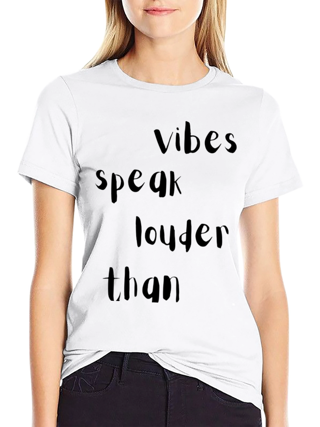 Vibes Speak Louder Than T-Shirt - Trendy Black Tee