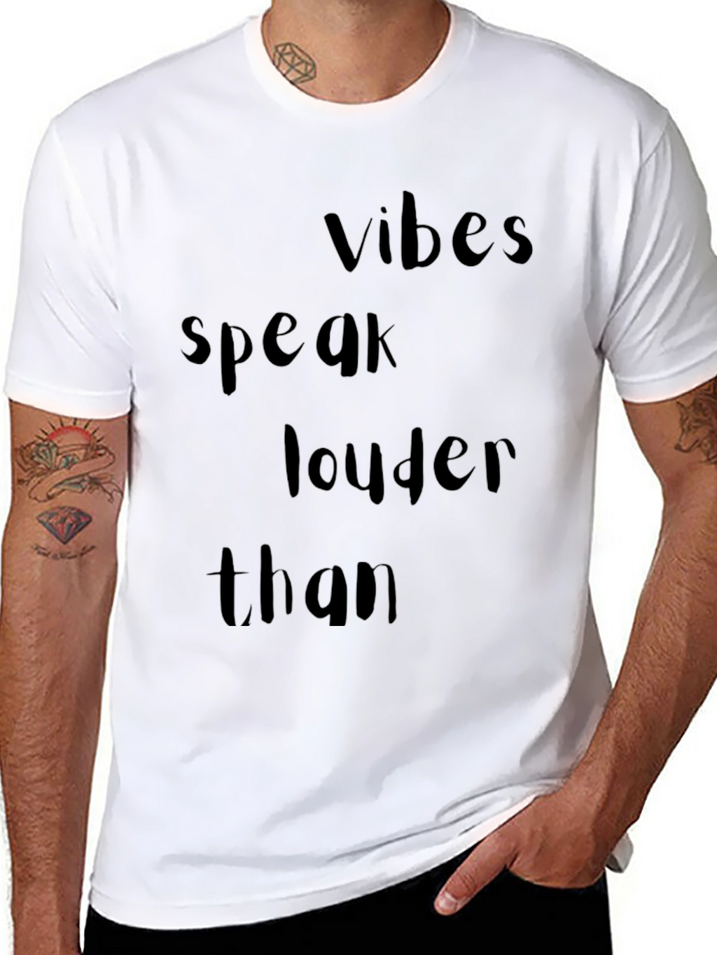 Vibes Speak Louder Than T-Shirt - Trendy Black Tee