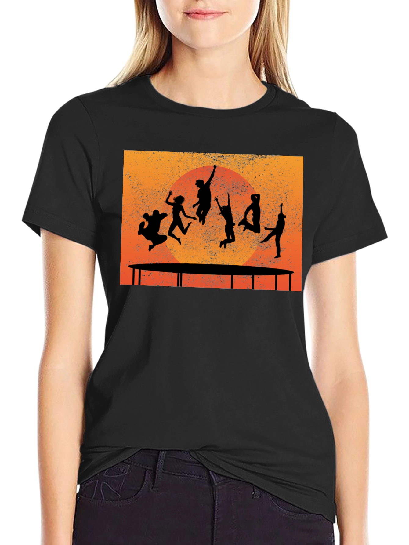 Trampoline Silhouette Graphic T-Shirt - Black