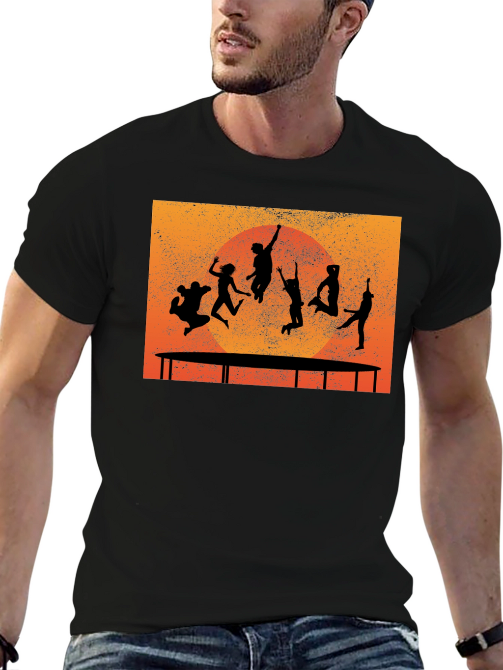 Trampoline Silhouette Graphic T-Shirt - Black