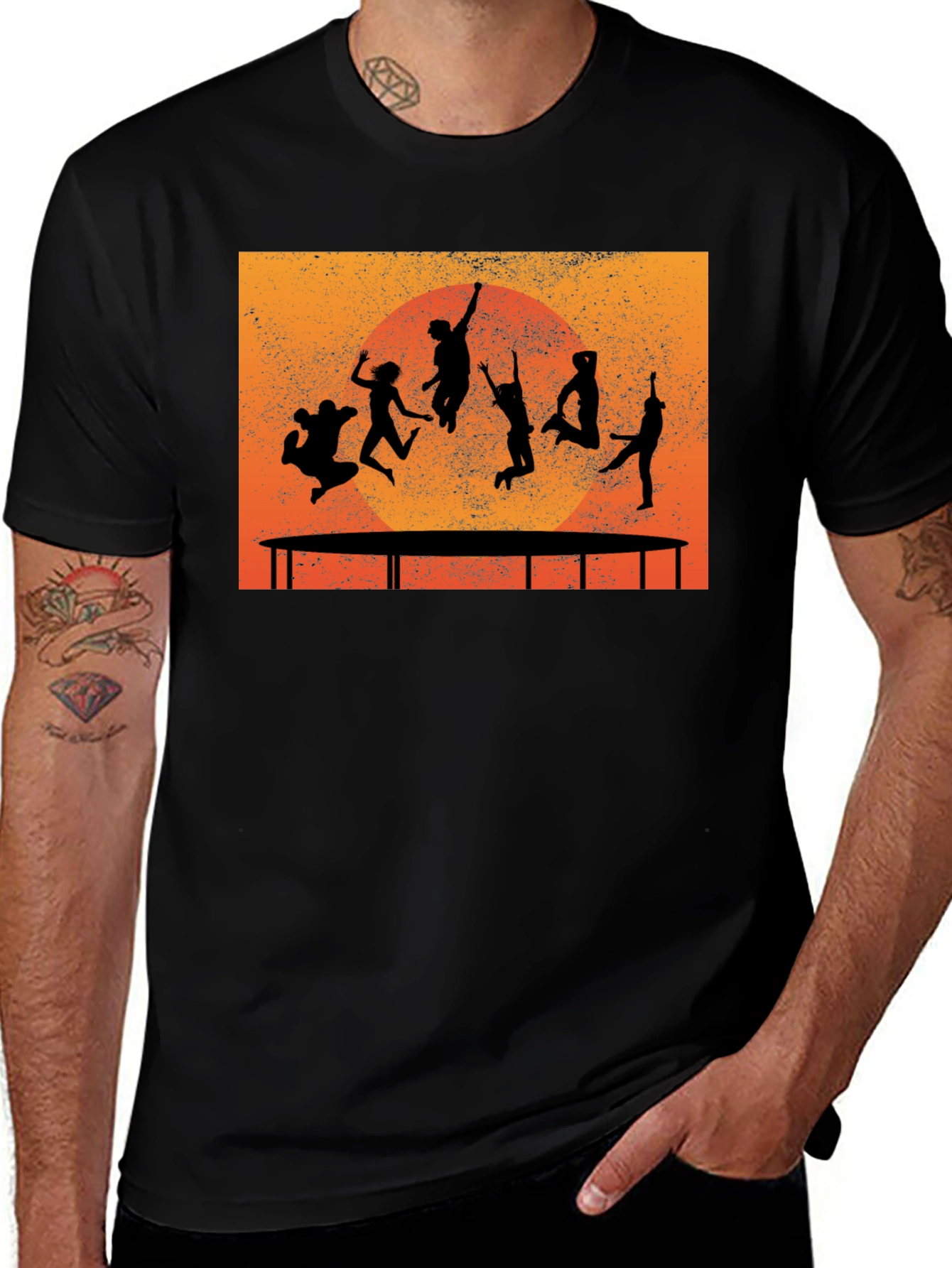 Trampoline Silhouette Graphic T-Shirt - Black