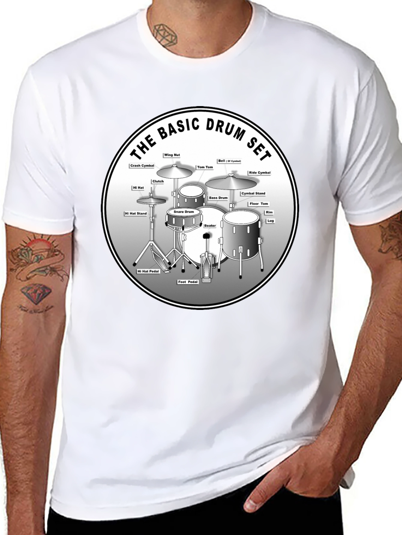 Basic Drum Set Diagram T-Shirt