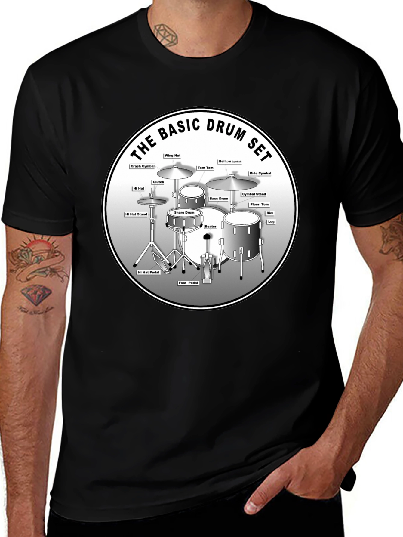 Basic Drum Set Diagram T-Shirt