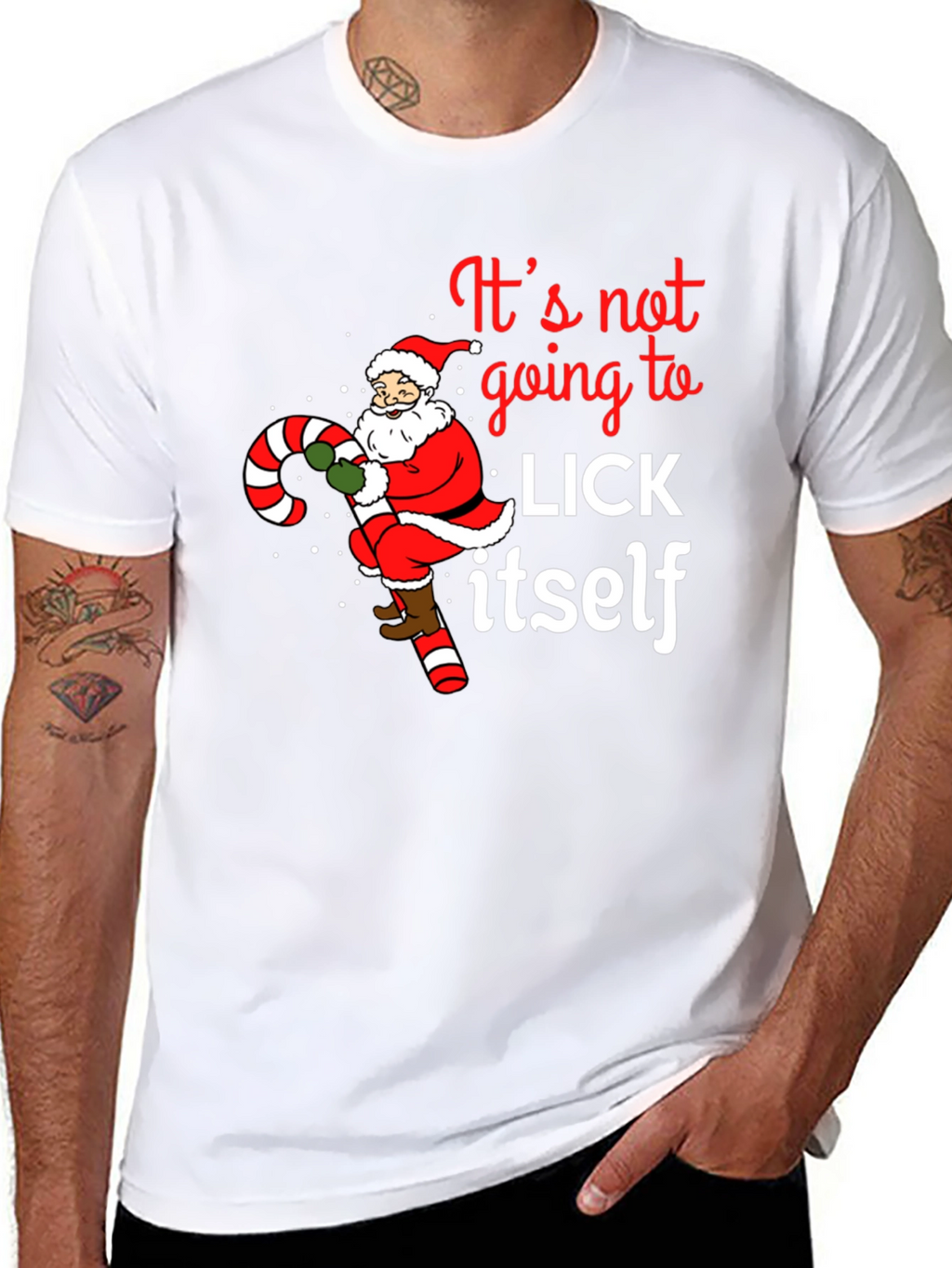 Funny Christmas Santa Candy Cane T-Shirt