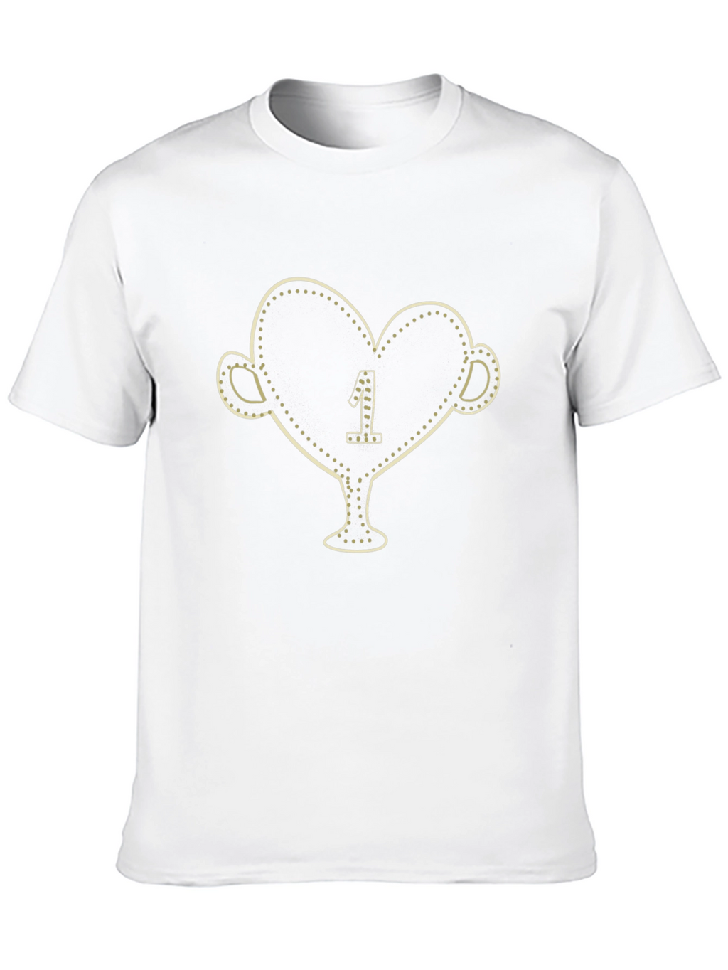 Black T-Shirt with Heart-Shaped Trophy Print