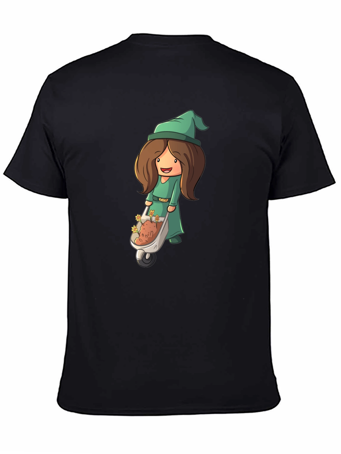 Cartoon Gnome Woman T-Shirt - Black