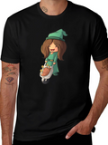 Cartoon Gnome Woman T-Shirt - Black