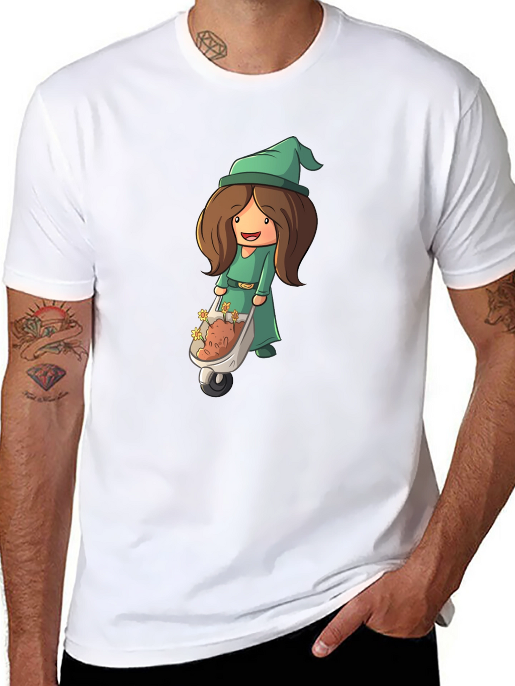 Cartoon Gnome Woman T-Shirt - Black