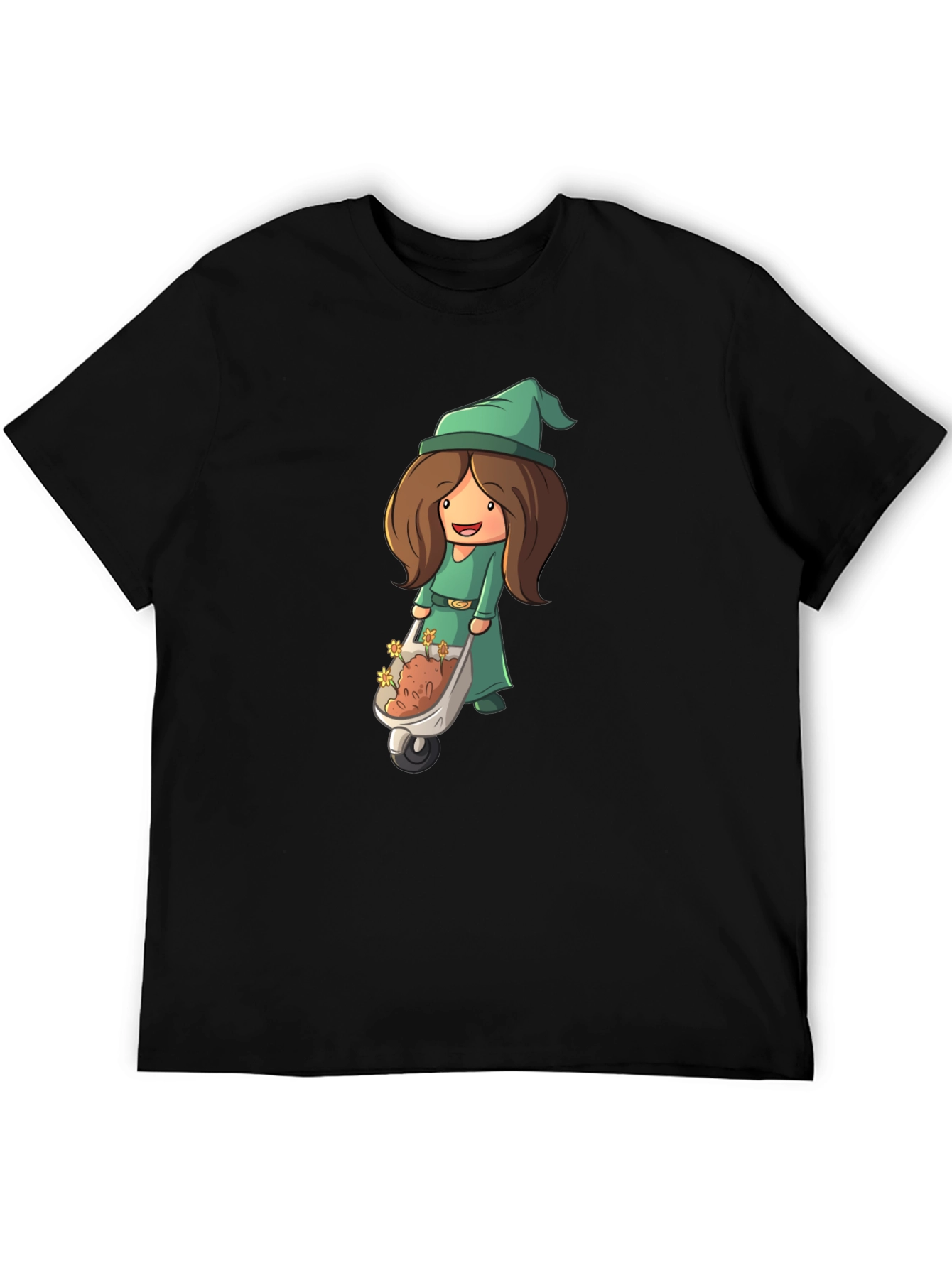 Cartoon Gnome Woman T-Shirt - Black