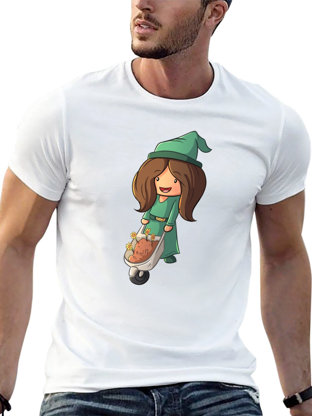 Cartoon Gnome Woman T-Shirt - Black