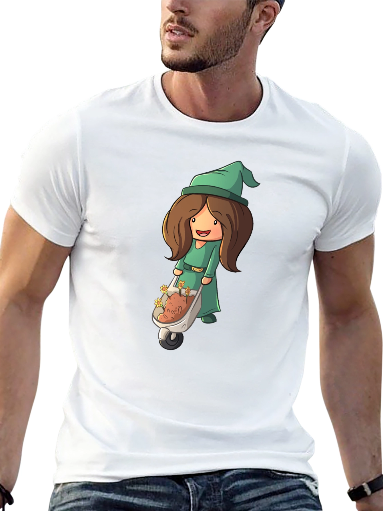 Cartoon Gnome Woman T-Shirt - Black
