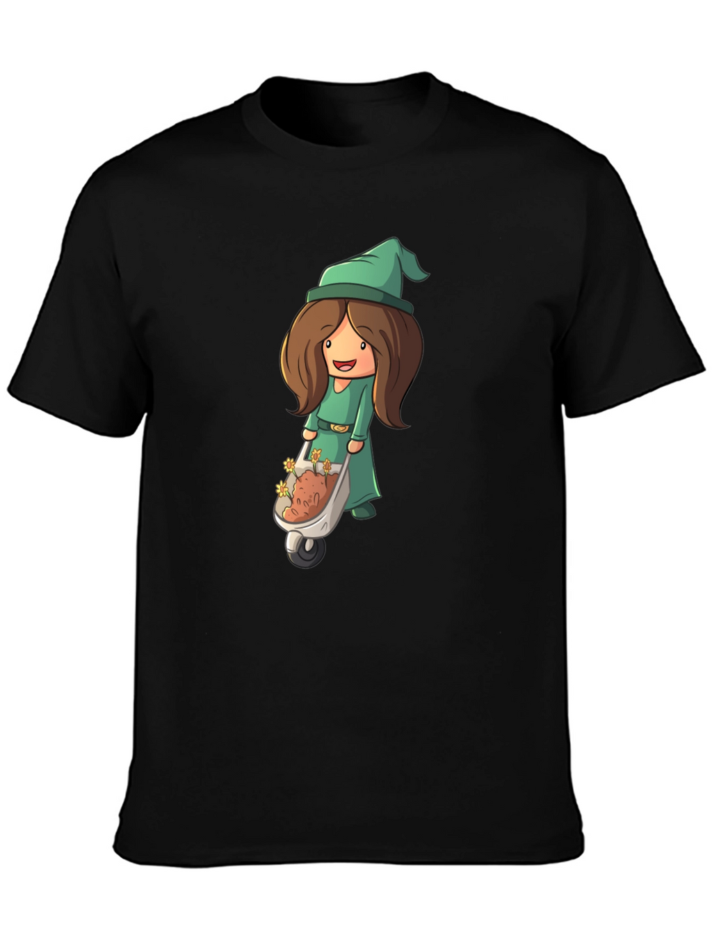 Cartoon Gnome Woman T-Shirt - Black
