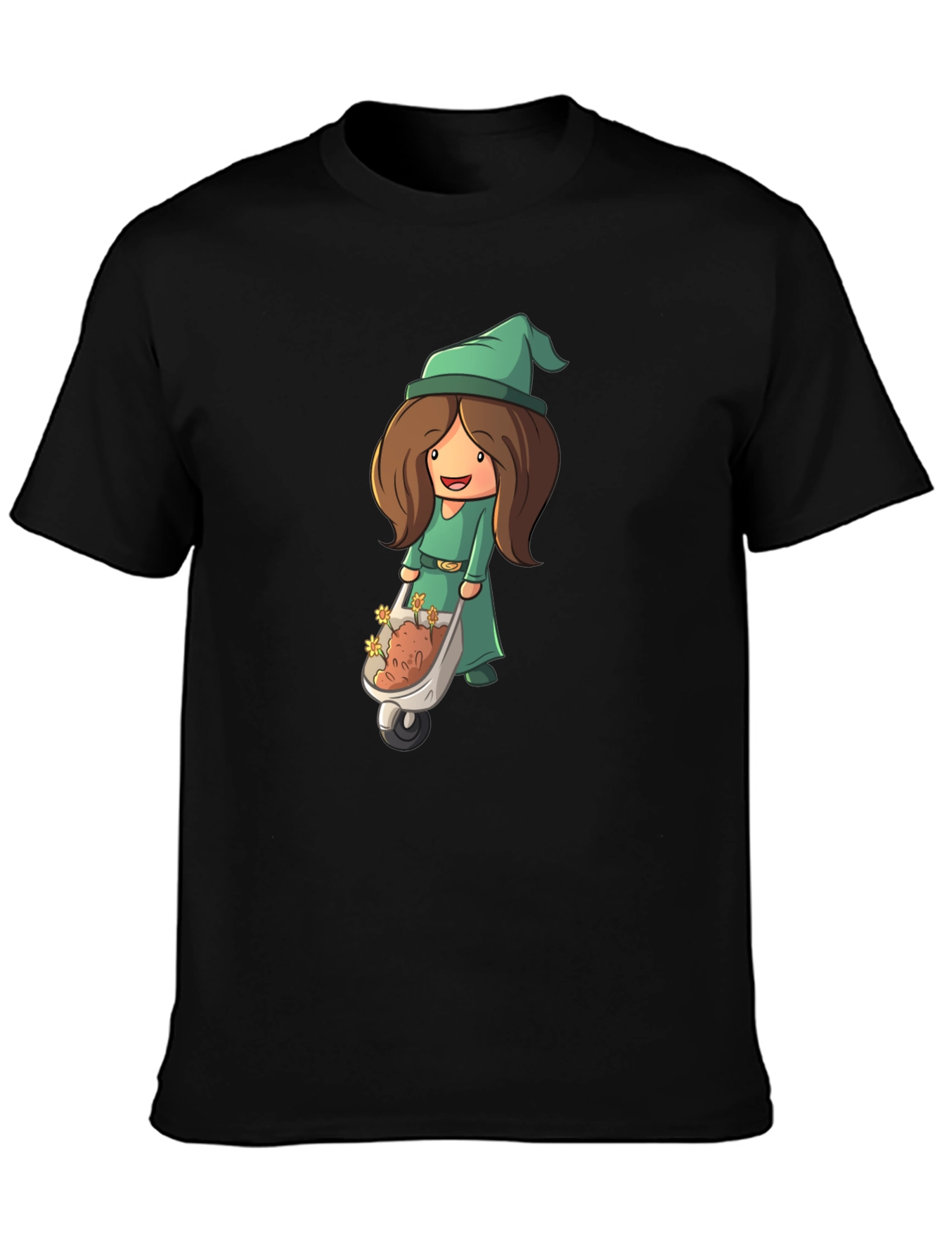 Cartoon Gnome Woman T-Shirt - Black