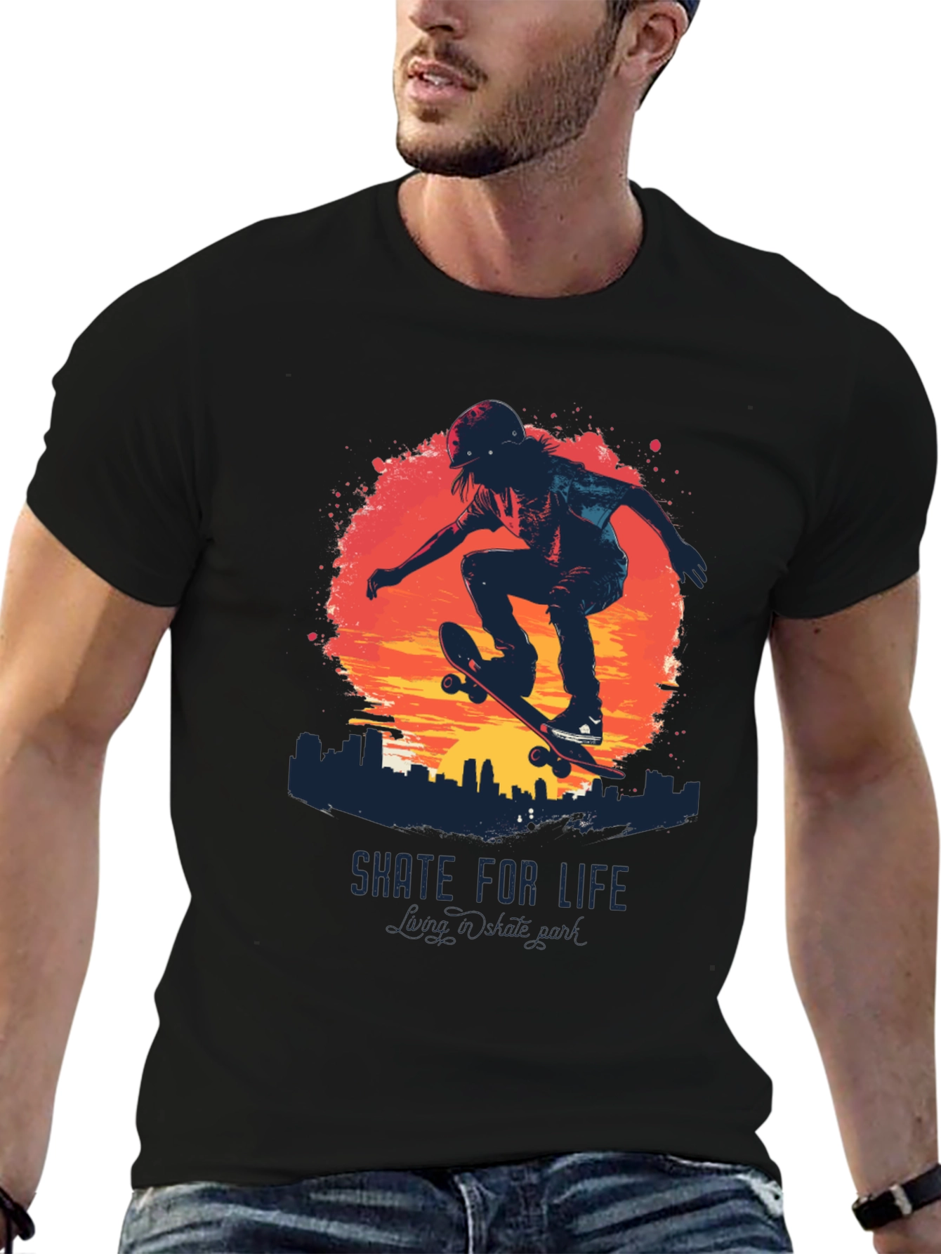 Skate for Life Graphic Tee - Cool Skateboarder Design